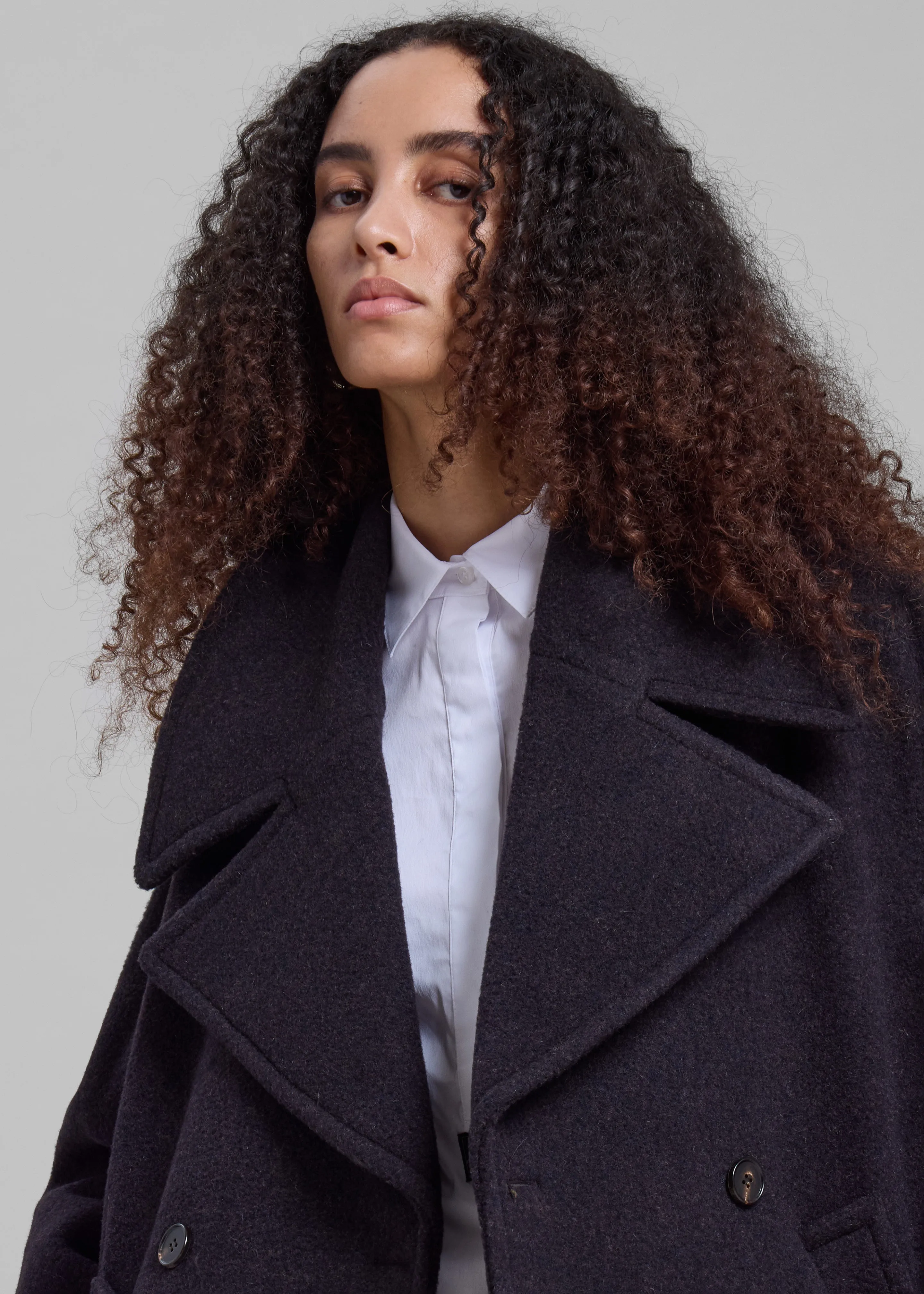 Low Classic Alpaca Wide Collar Half Coat - Purple sold by Frankie Shop product image thumbnail 4