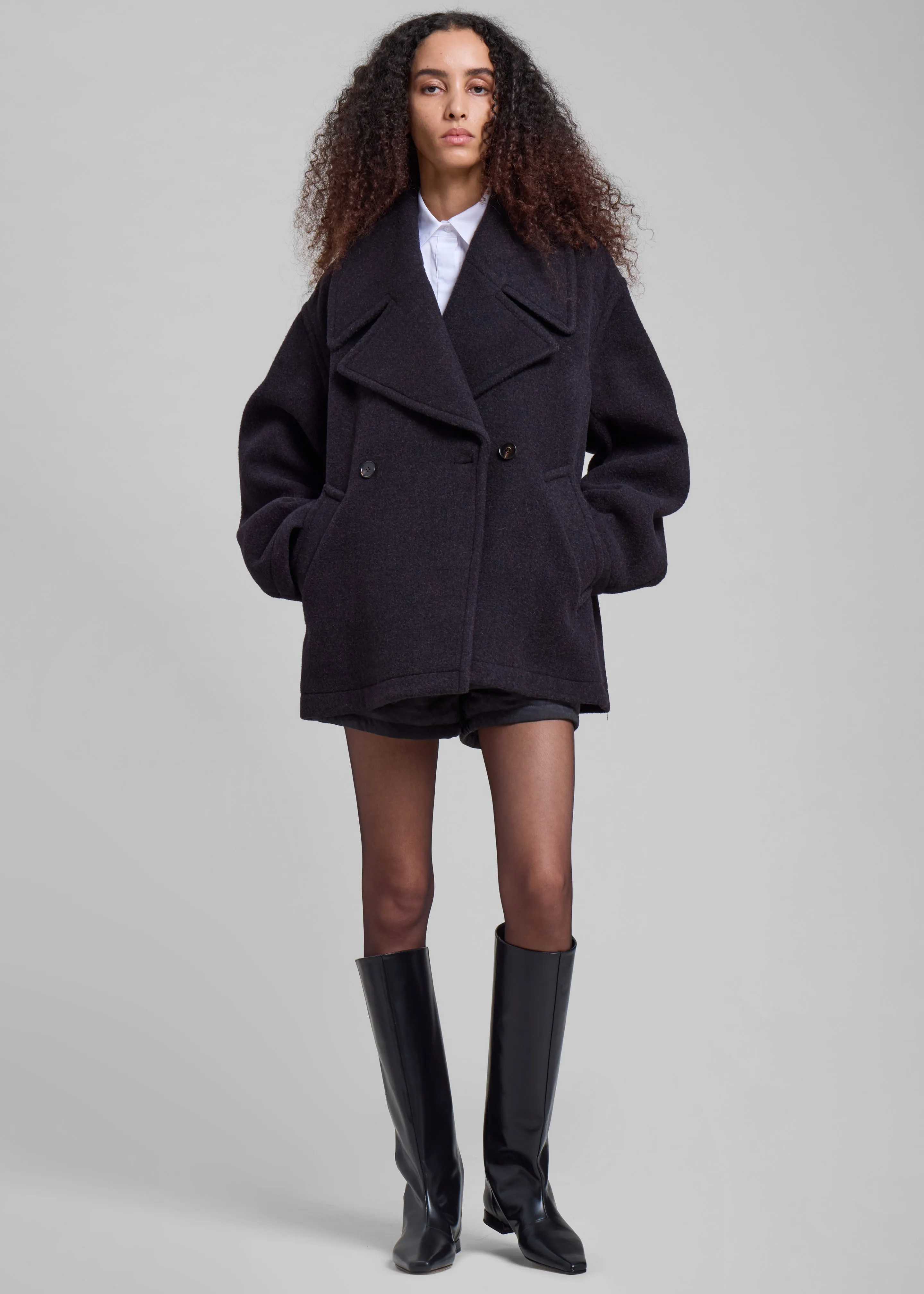 Low Classic Alpaca Wide Collar Half Coat - Purple sold by Frankie Shop product image thumbnail 2