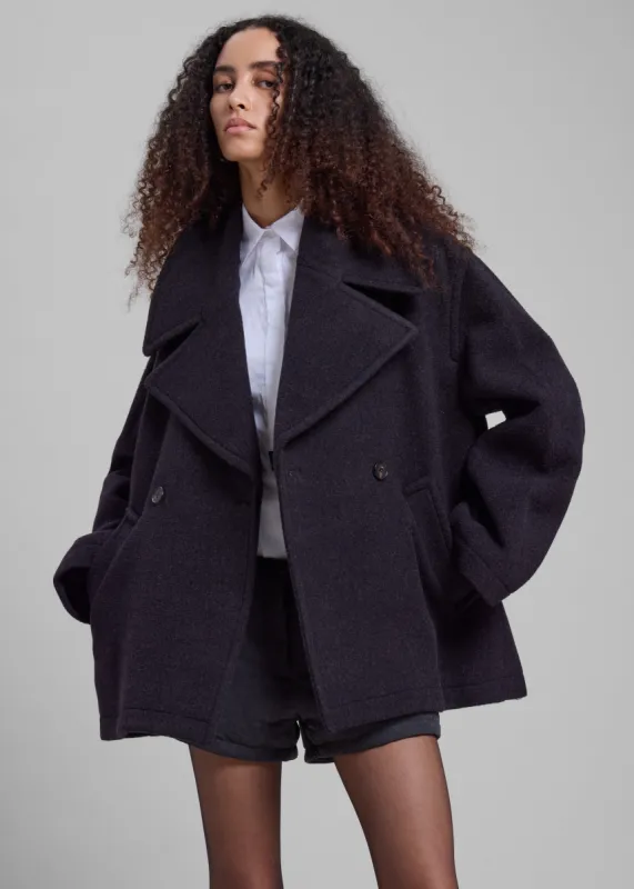 Low Classic Alpaca Wide Collar Half Coat - Purple sold by Frankie Shop