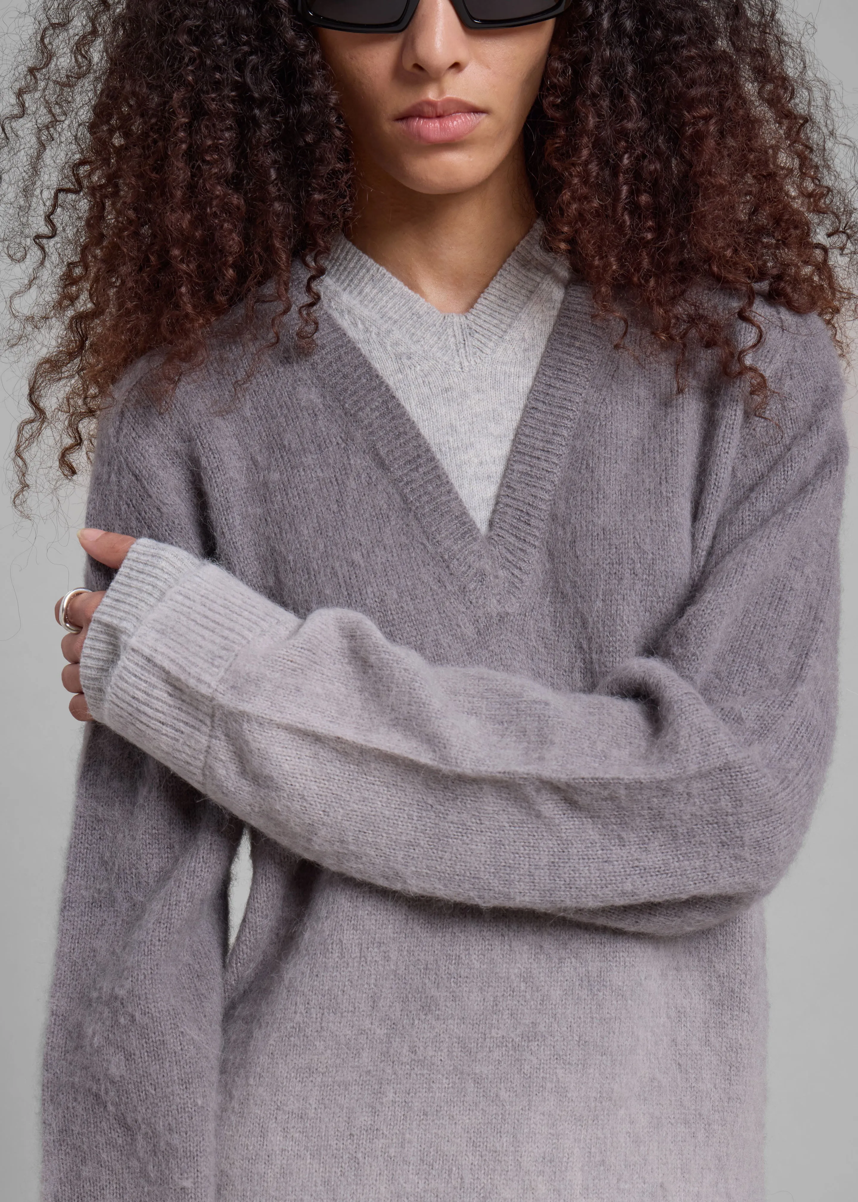 JW Anderson V-Neck Gradient Jumper - Dark Grey sold by Frankie Shop product image thumbnail 2