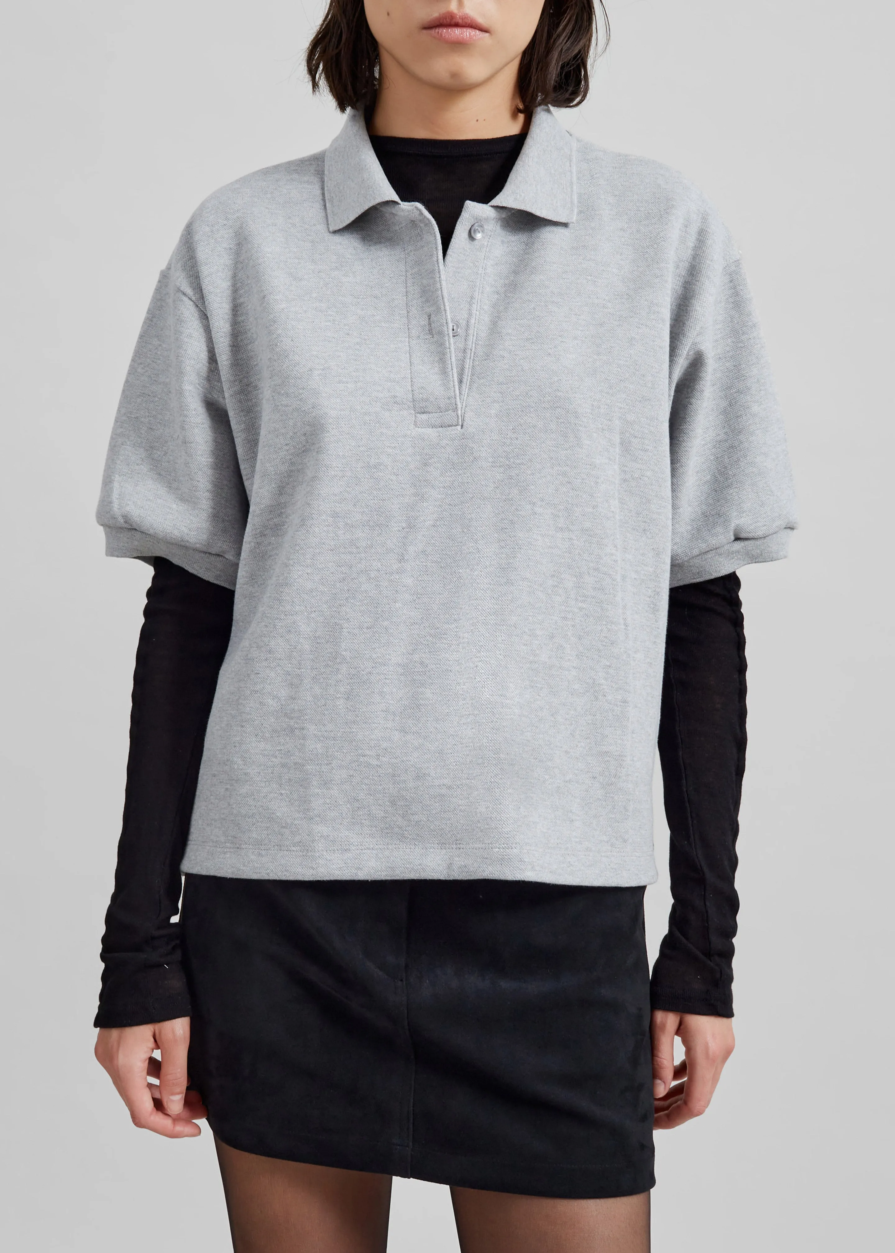 Arda Crop Polo - Grey sold by Frankie Shop product image thumbnail 5