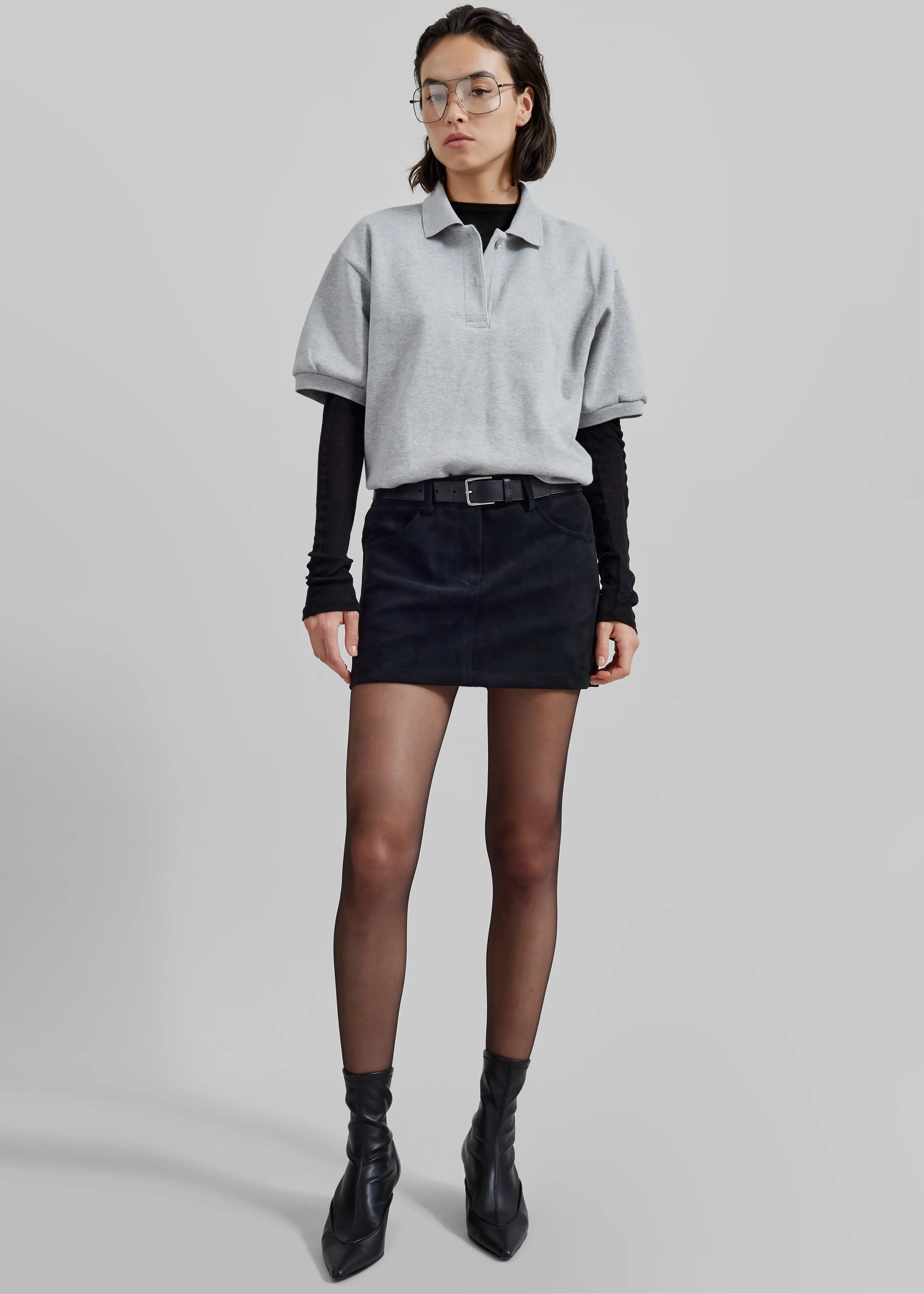 Arda Crop Polo - Grey sold by Frankie Shop product image thumbnail 4