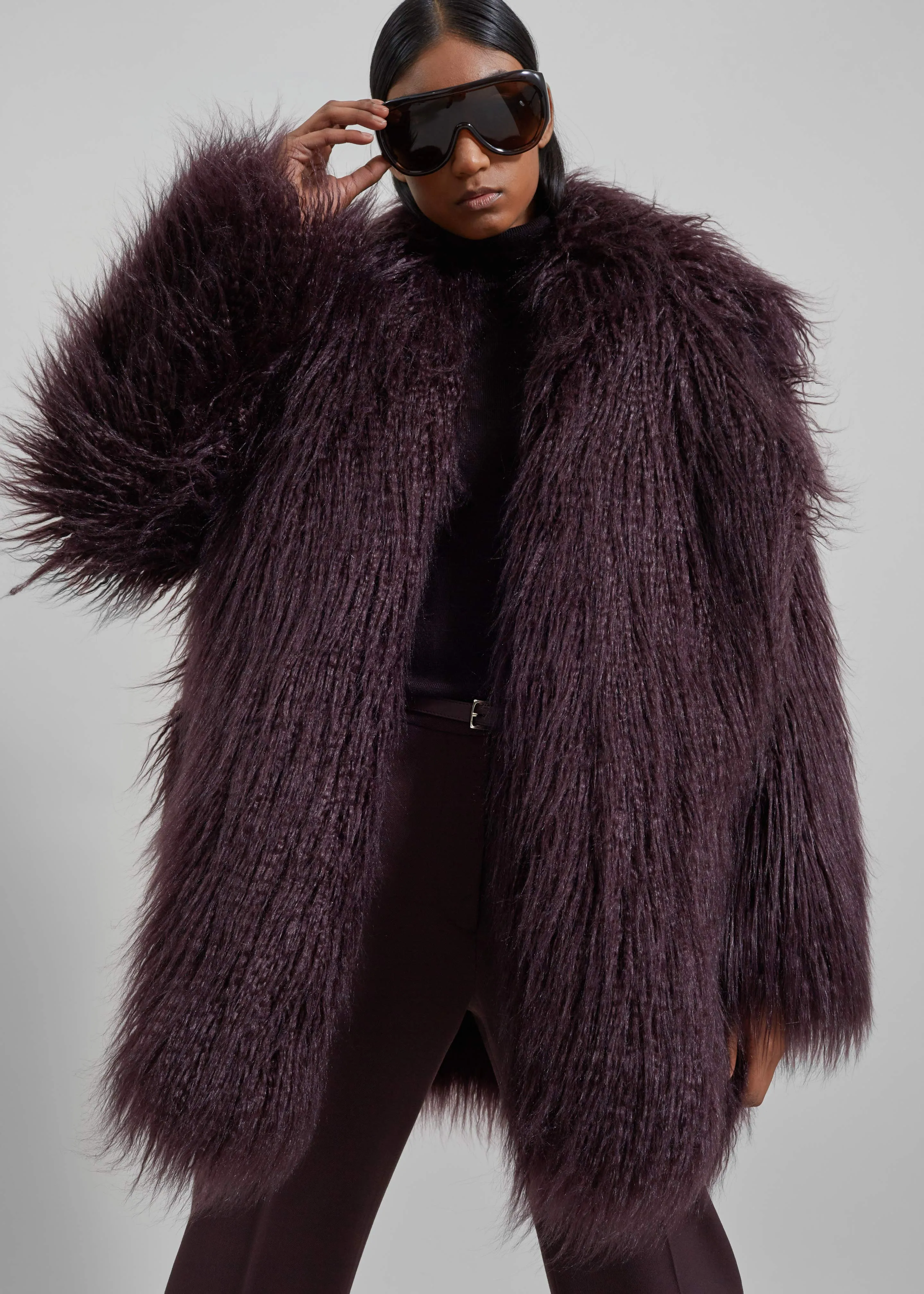 Miley Faux Fur Jacket - Dark Plum sold by Frankie Shop product image thumbnail 4