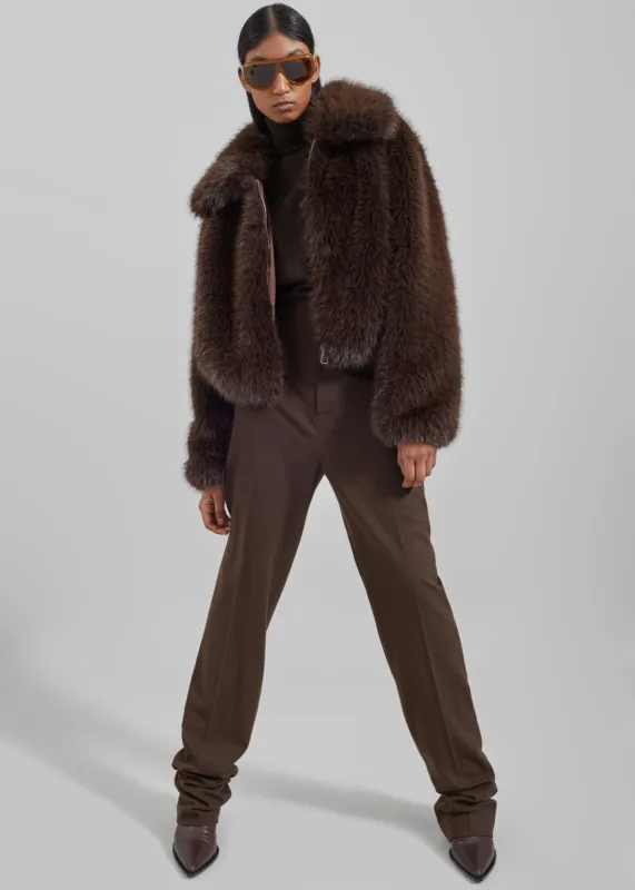 Hope Faux Fur Jacket - Brown made by Frankie Shop
