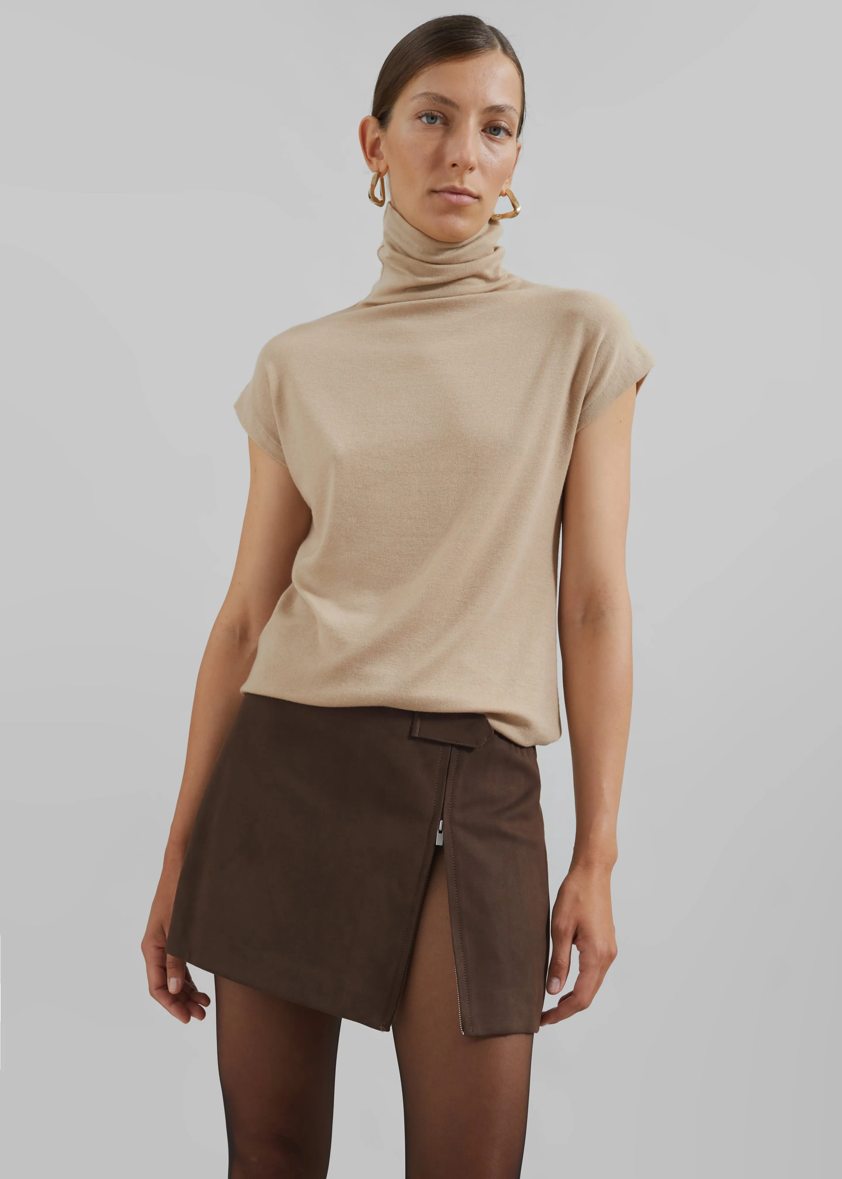 Nile Turtleneck Top - Beige sold by Frankie Shop