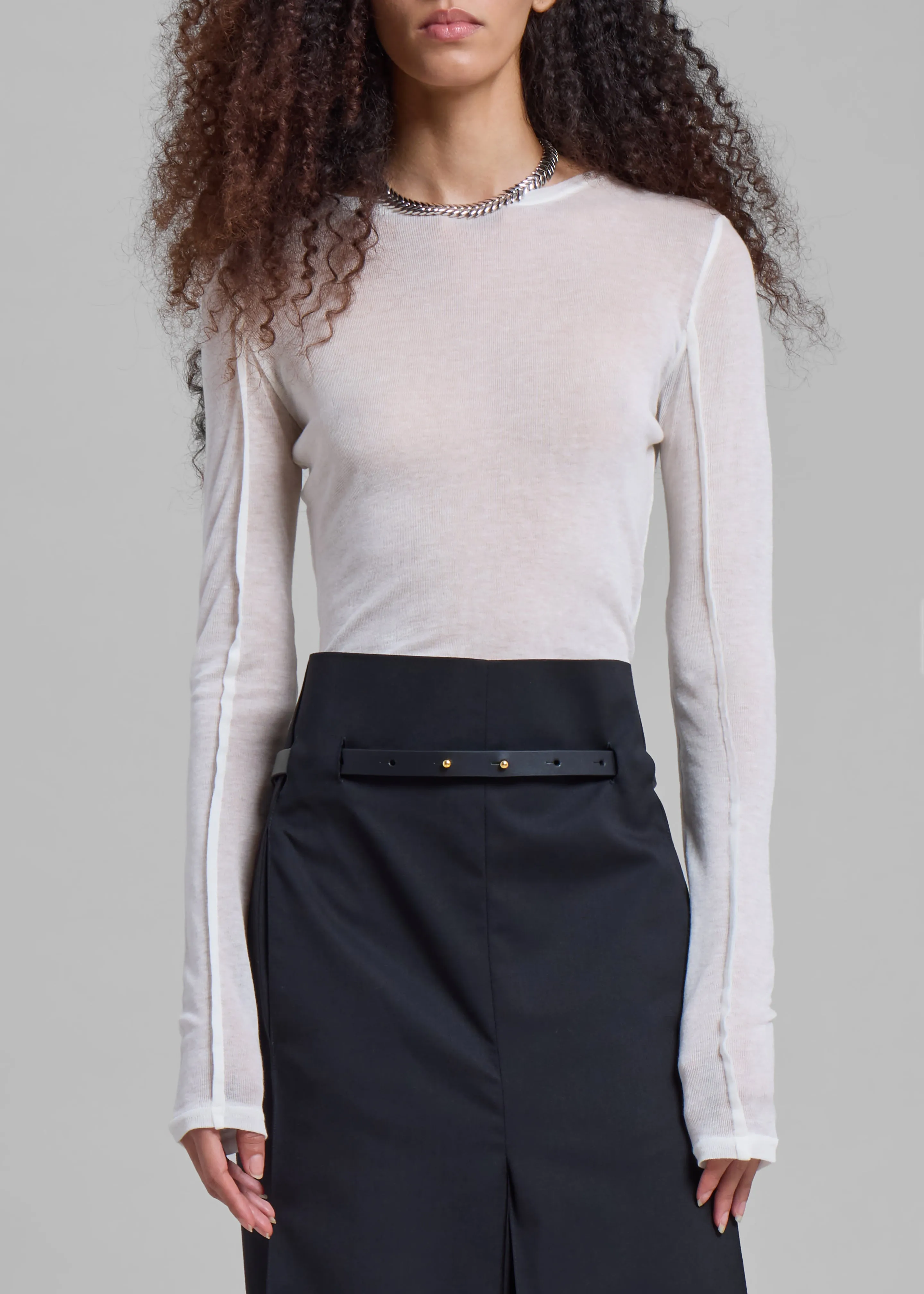 Mesa Sheer Long Sleeve Tee - White sold by Frankie Shop product image thumbnail 2