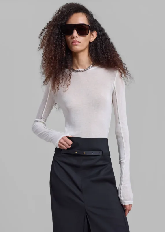 Mesa Sheer Long Sleeve Tee - White made by Frankie Shop