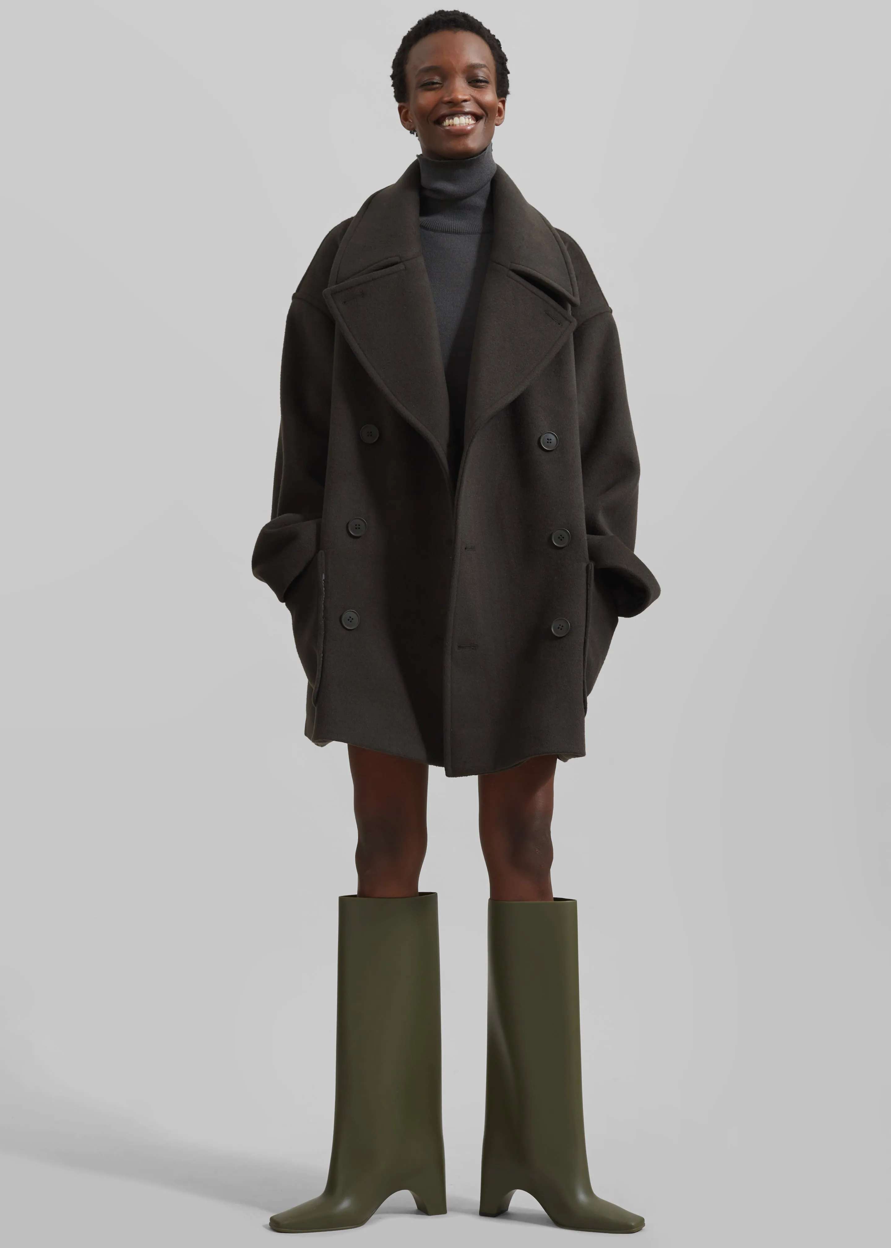 Marian Oversized Peacoat - Khaki sold by Frankie Shop product image thumbnail 3