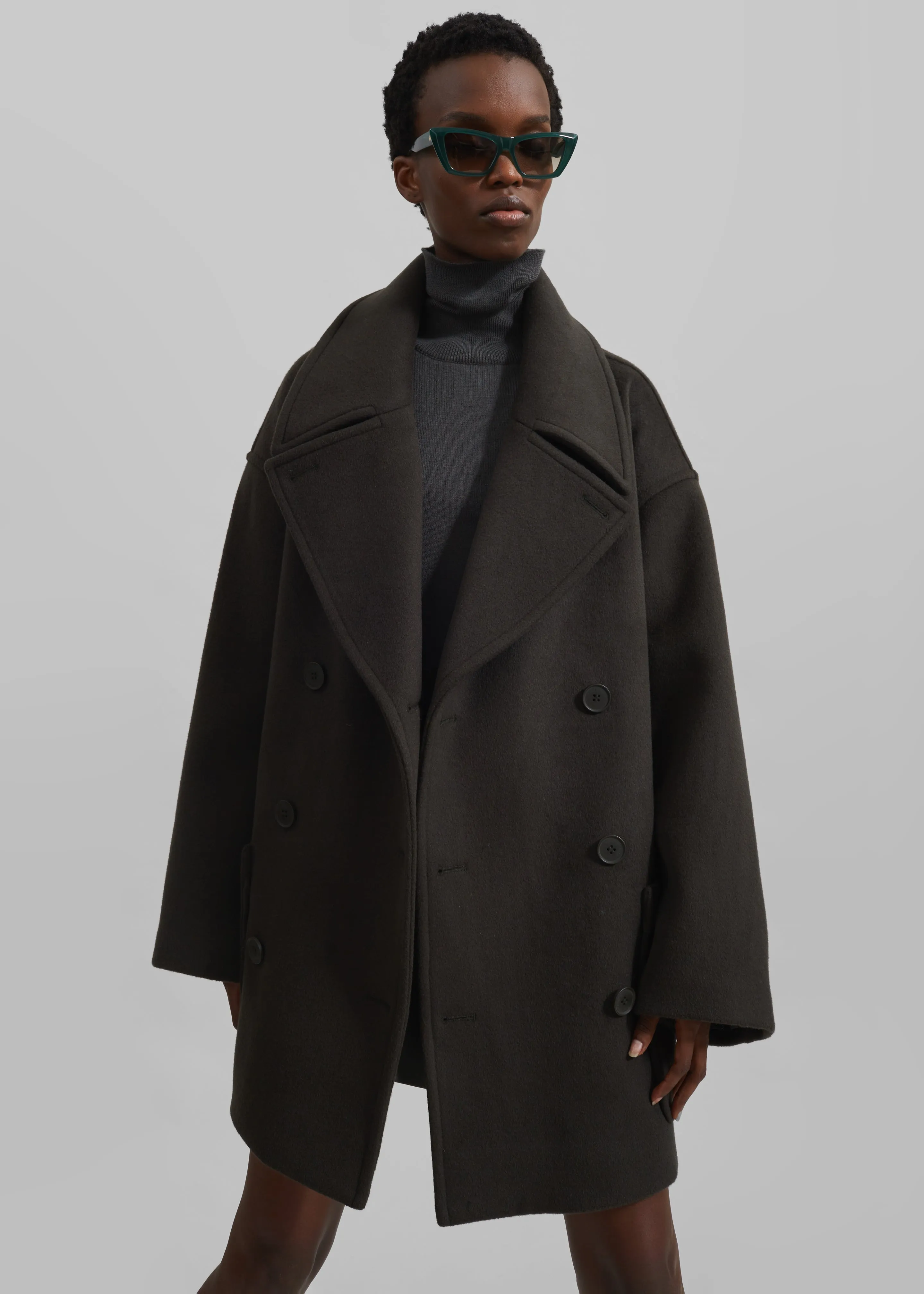 Marian Oversized Peacoat - Khaki sold by Frankie Shop product image thumbnail 4