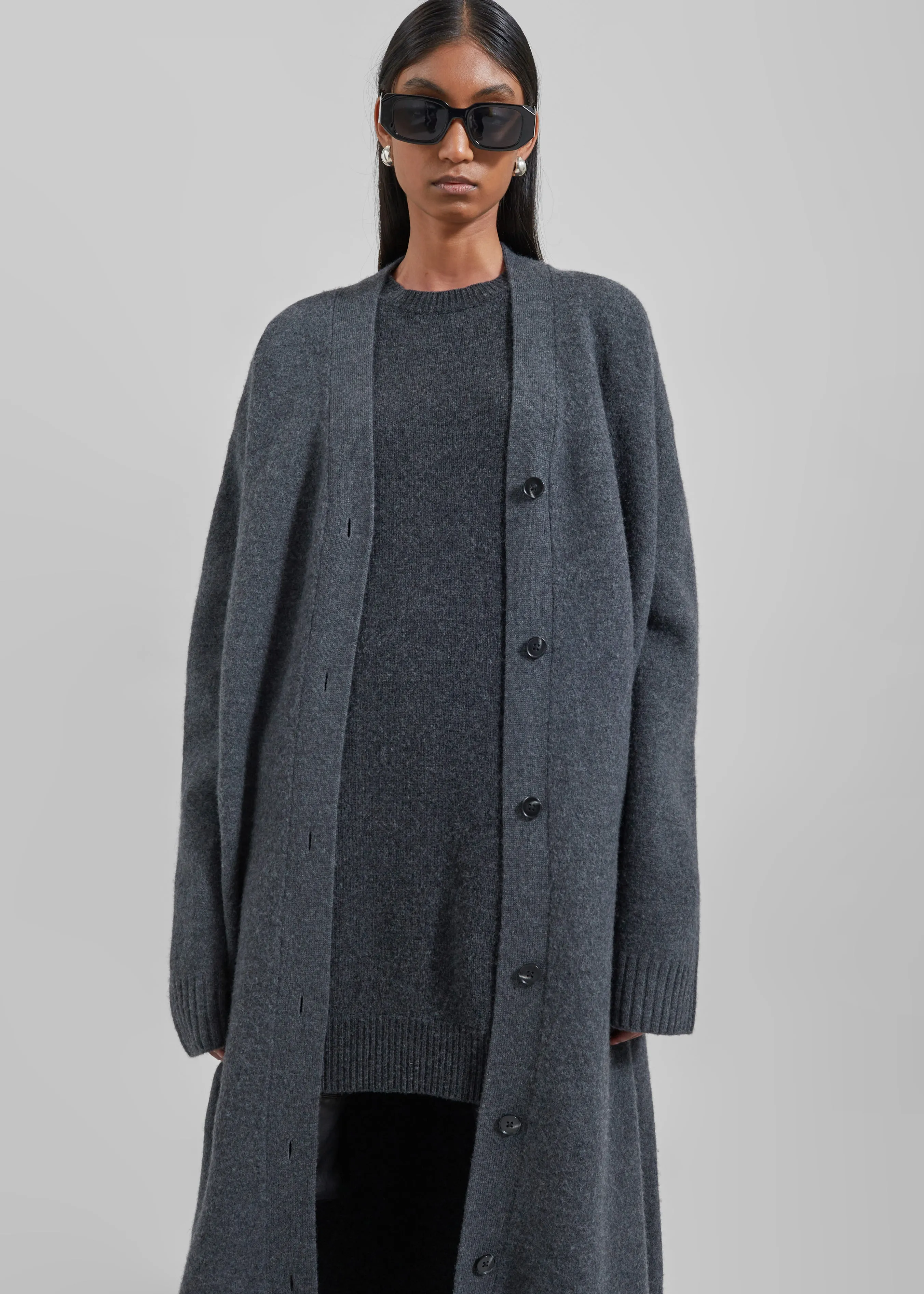 Emi Long Knit Cardigan - Dark Grey Melange sold by Frankie Shop product image thumbnail 5