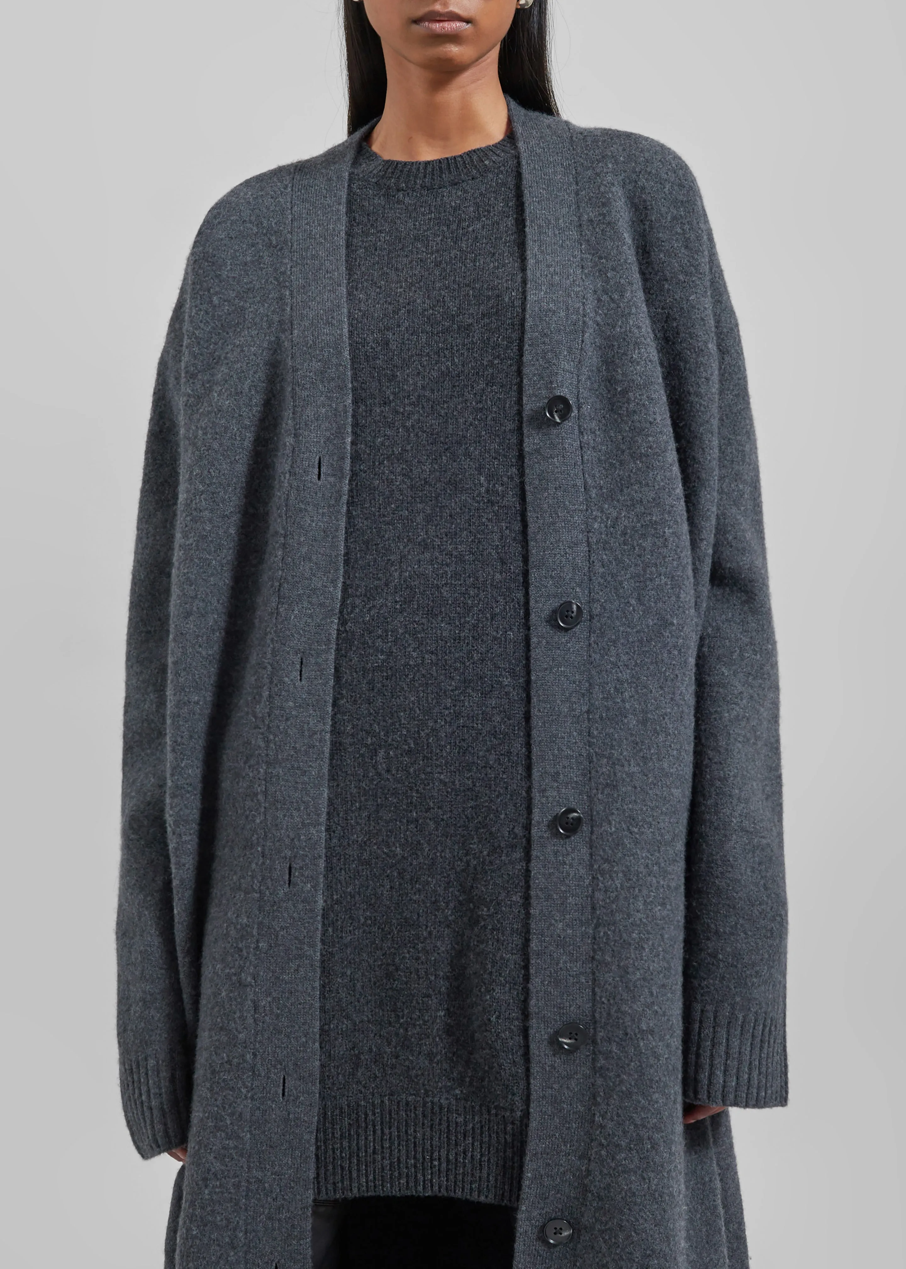 Emi Long Knit Cardigan - Dark Grey Melange sold by Frankie Shop product image thumbnail 4