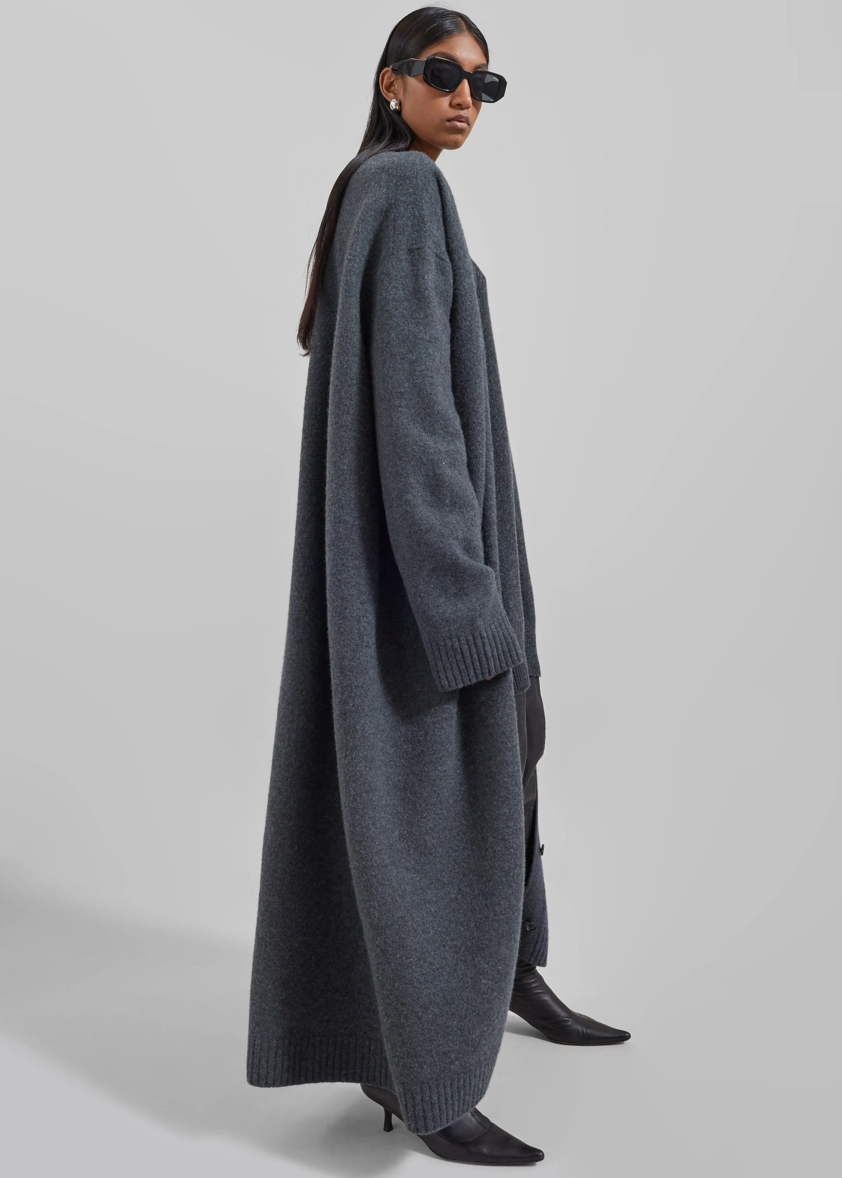 Emi Long Knit Cardigan - Dark Grey Melange sold by Frankie Shop product image thumbnail 2