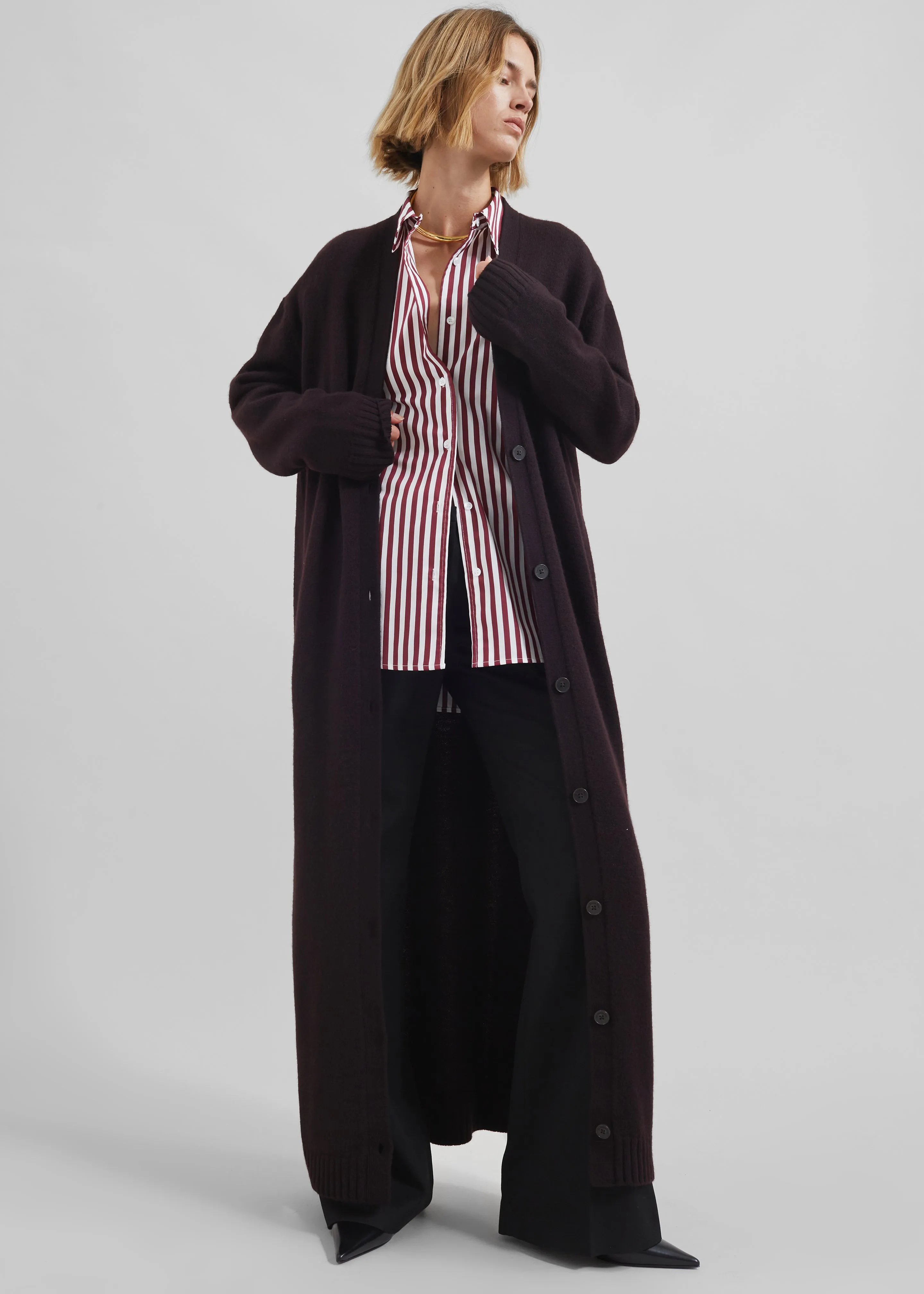 Emi Long Knit Cardigan - Dark Plum sold by Frankie Shop product image thumbnail 4