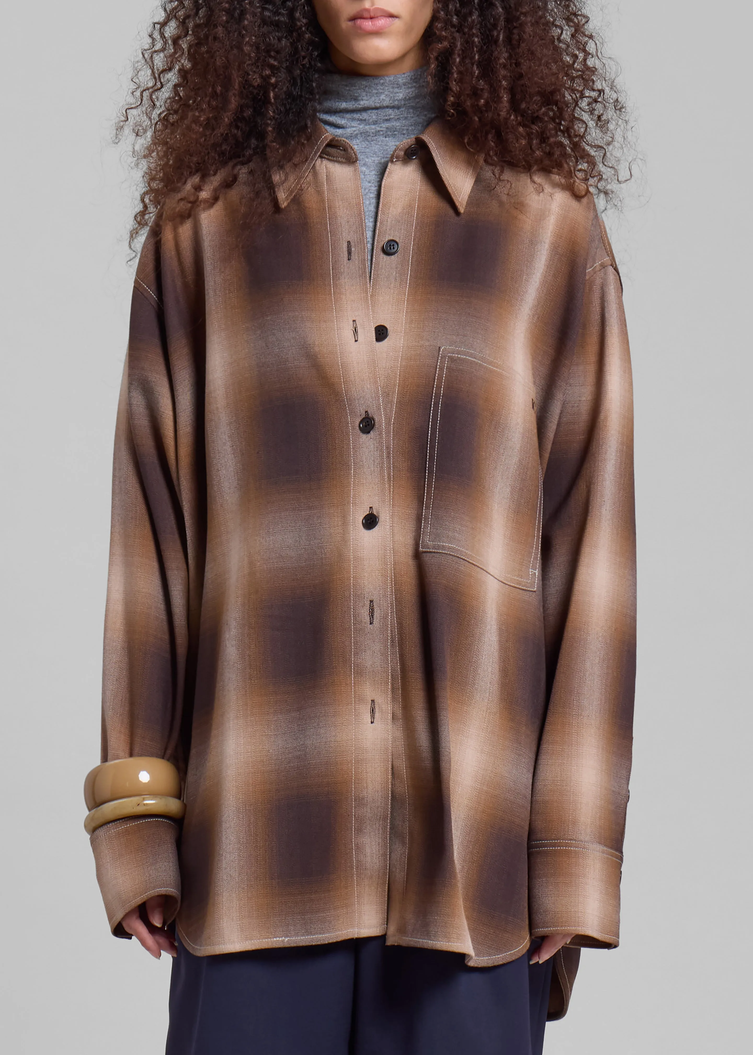 Low Classic Check Shirt - Brown sold by Frankie Shop product image thumbnail 4