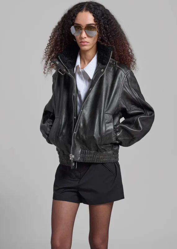 Samsøe Samsøe Sameadow Bomber - Washed Black Olive sold by Frankie Shop