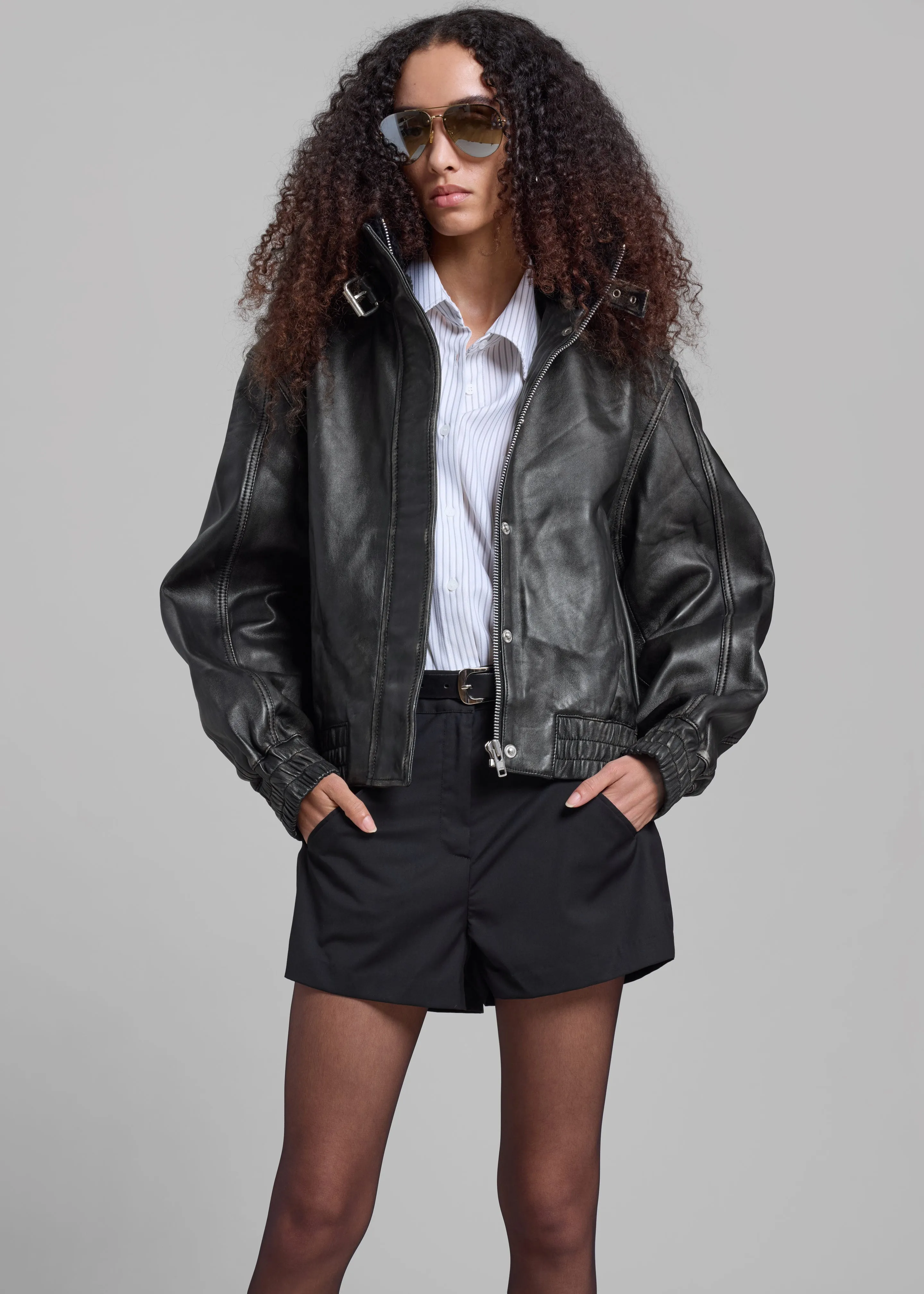 Samsøe Samsøe Sameadow Bomber - Washed Black Olive sold by Frankie Shop product image thumbnail 5