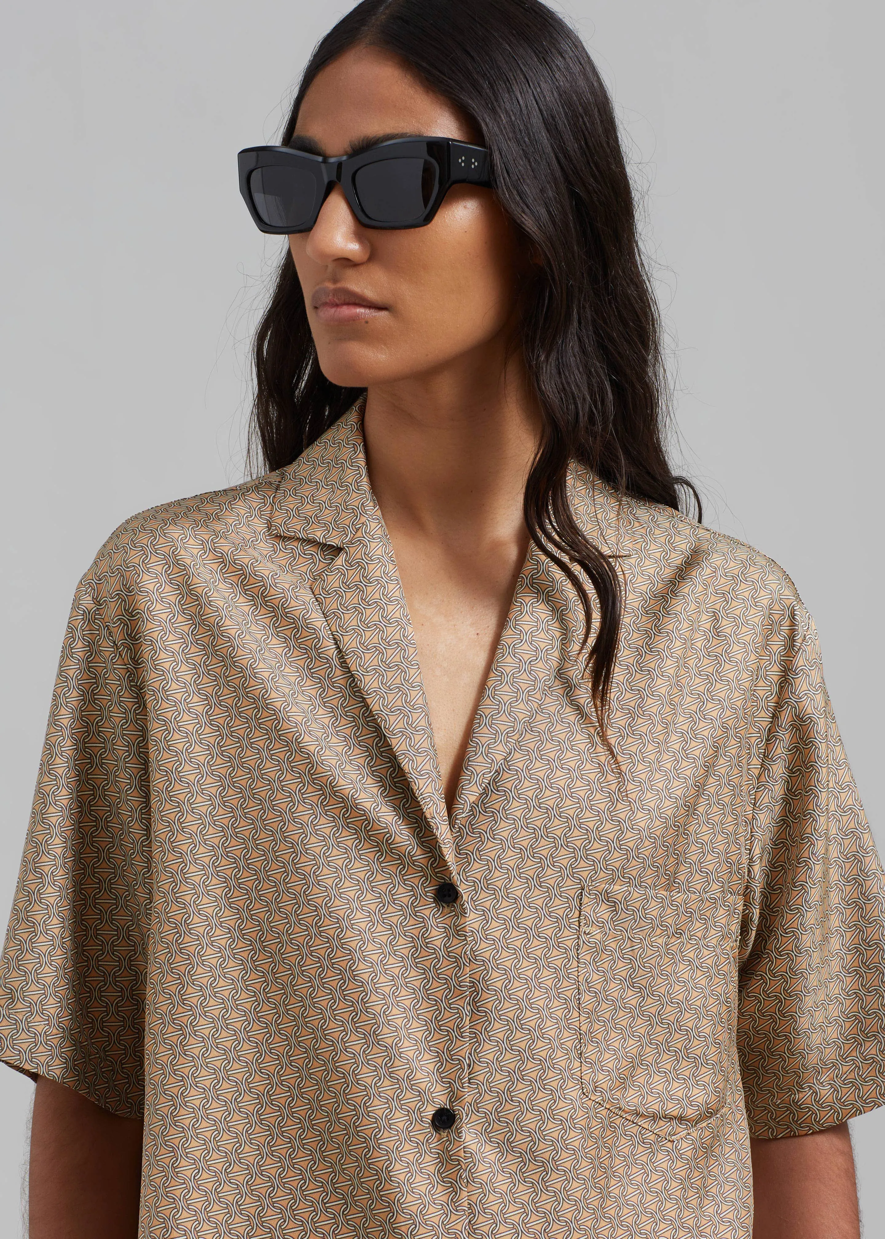 Esse Studios Linka Short Sleeve Silk Shirt - Golden Linka Print sold by Frankie Shop product image thumbnail 2