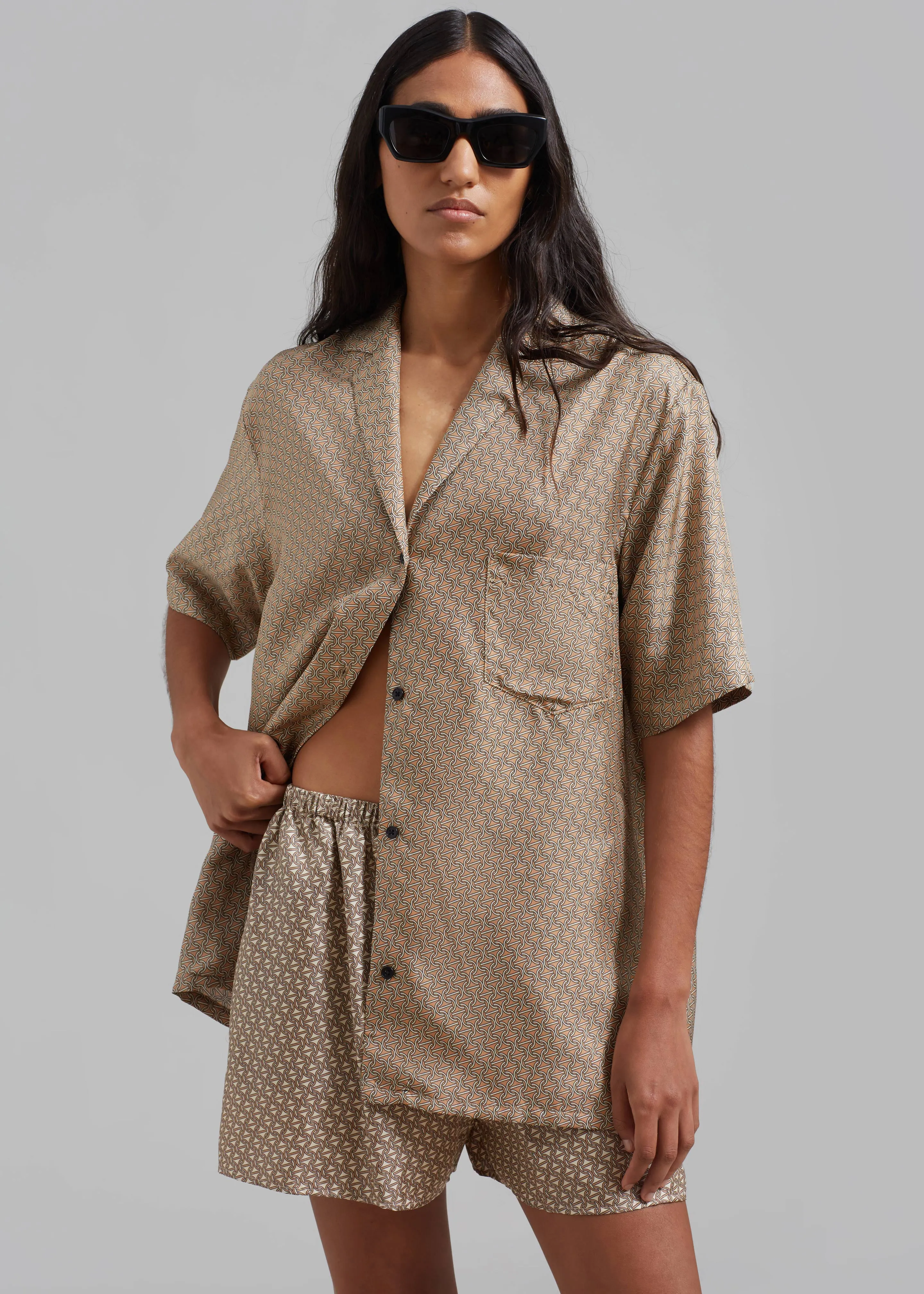 Esse Studios Linka Short Sleeve Silk Shirt - Golden Linka Print sold by Frankie Shop product image thumbnail 5