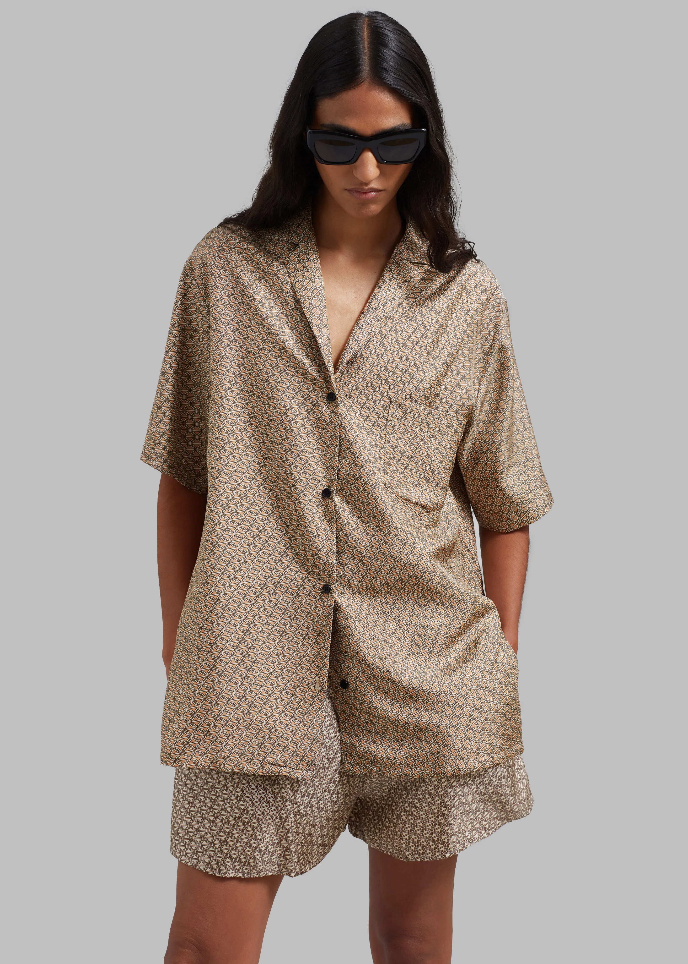 Esse Studios Linka Short Sleeve Silk Shirt - Golden Linka Print sold by Frankie Shop product image thumbnail 3