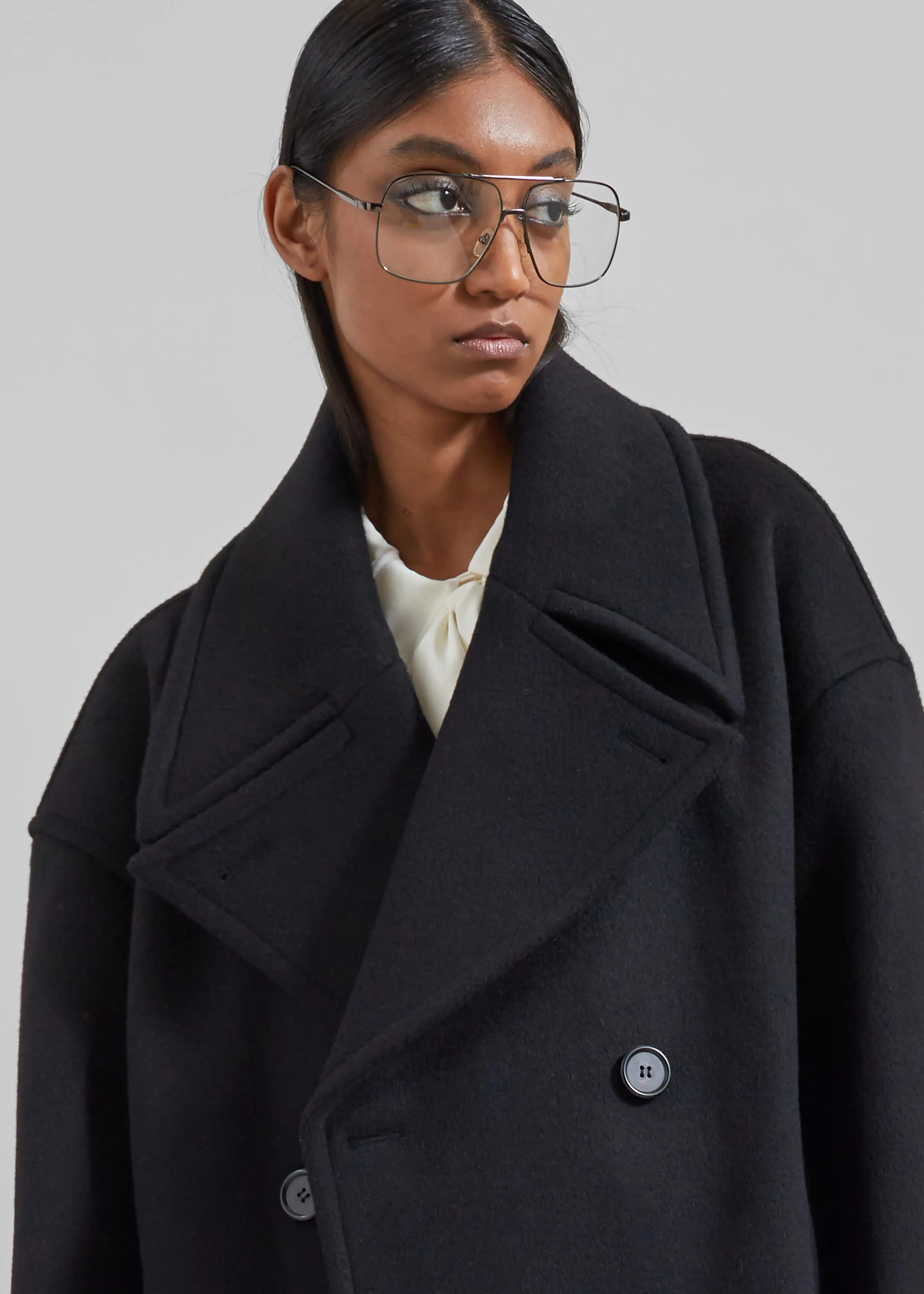 Marian Oversized Peacoat - Black sold by Frankie Shop product image thumbnail 3