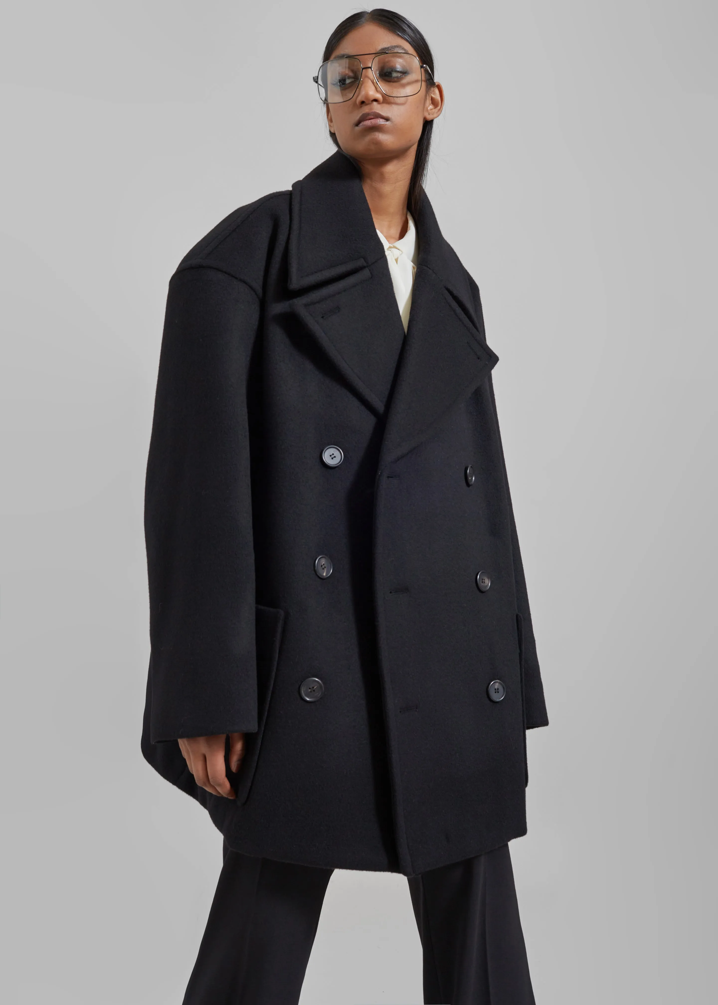 Marian Oversized Peacoat - Black sold by Frankie Shop product image thumbnail 2