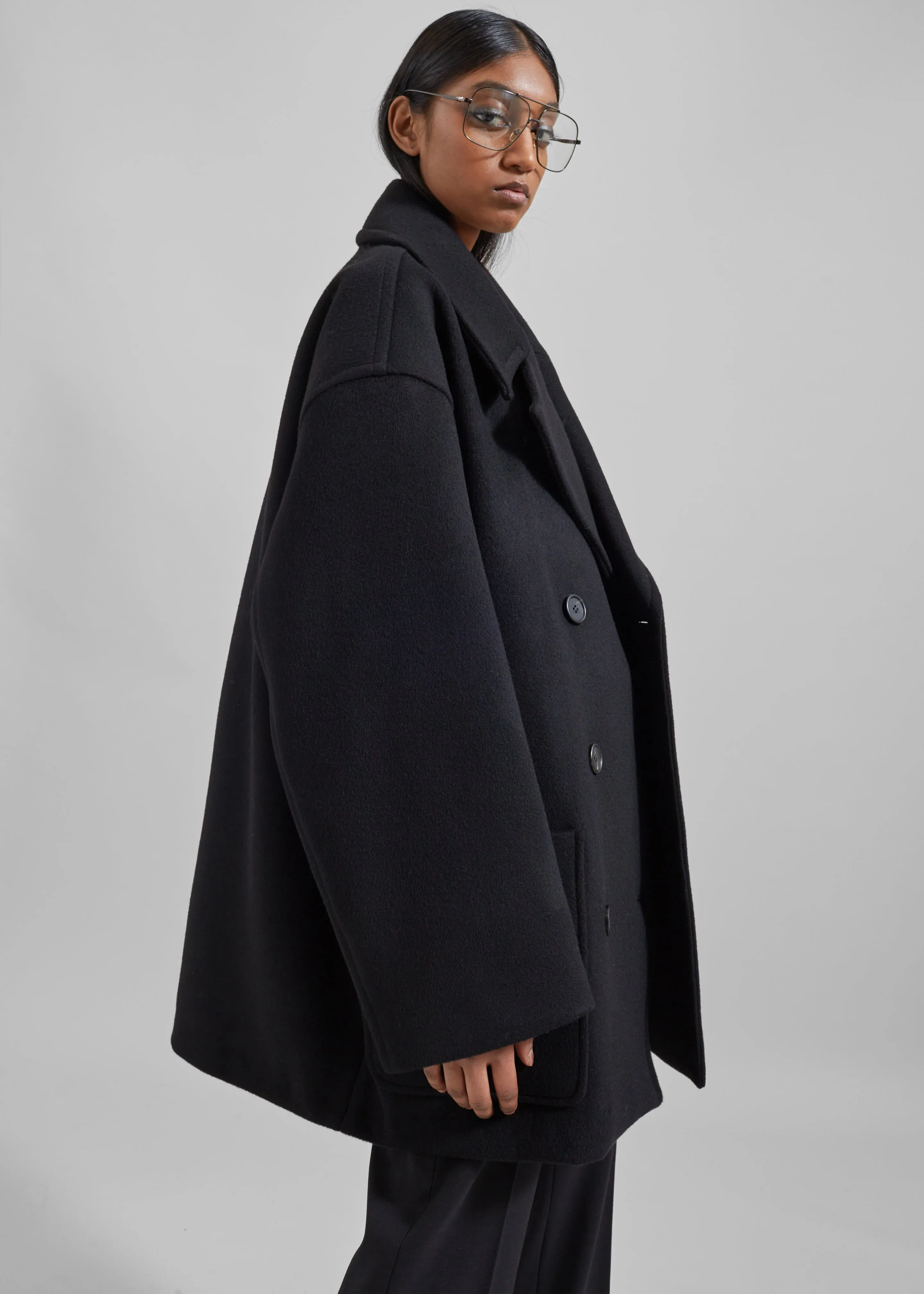 Marian Oversized Peacoat - Black sold by Frankie Shop product image thumbnail 4