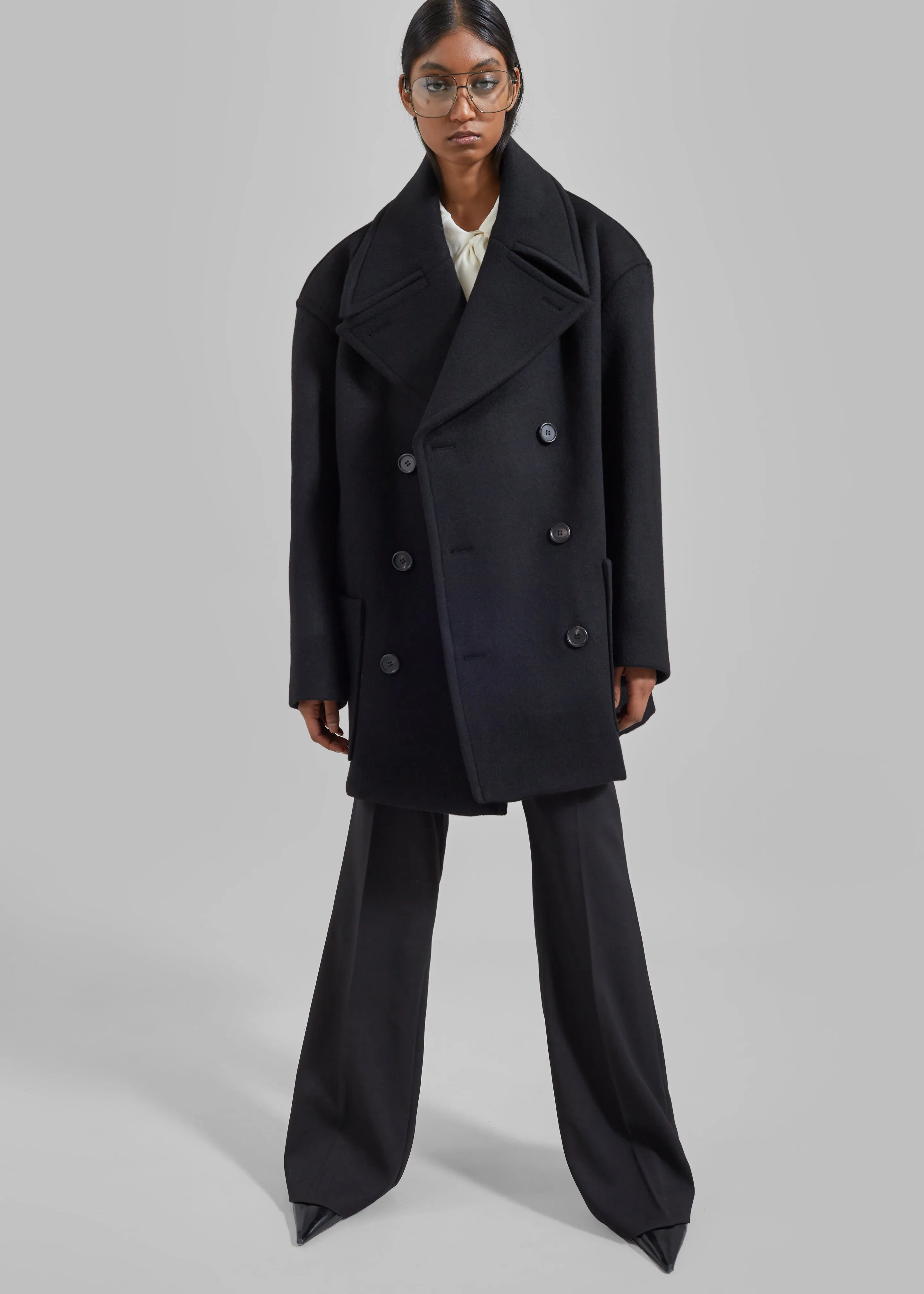 Marian Oversized Peacoat - Black sold by Frankie Shop
