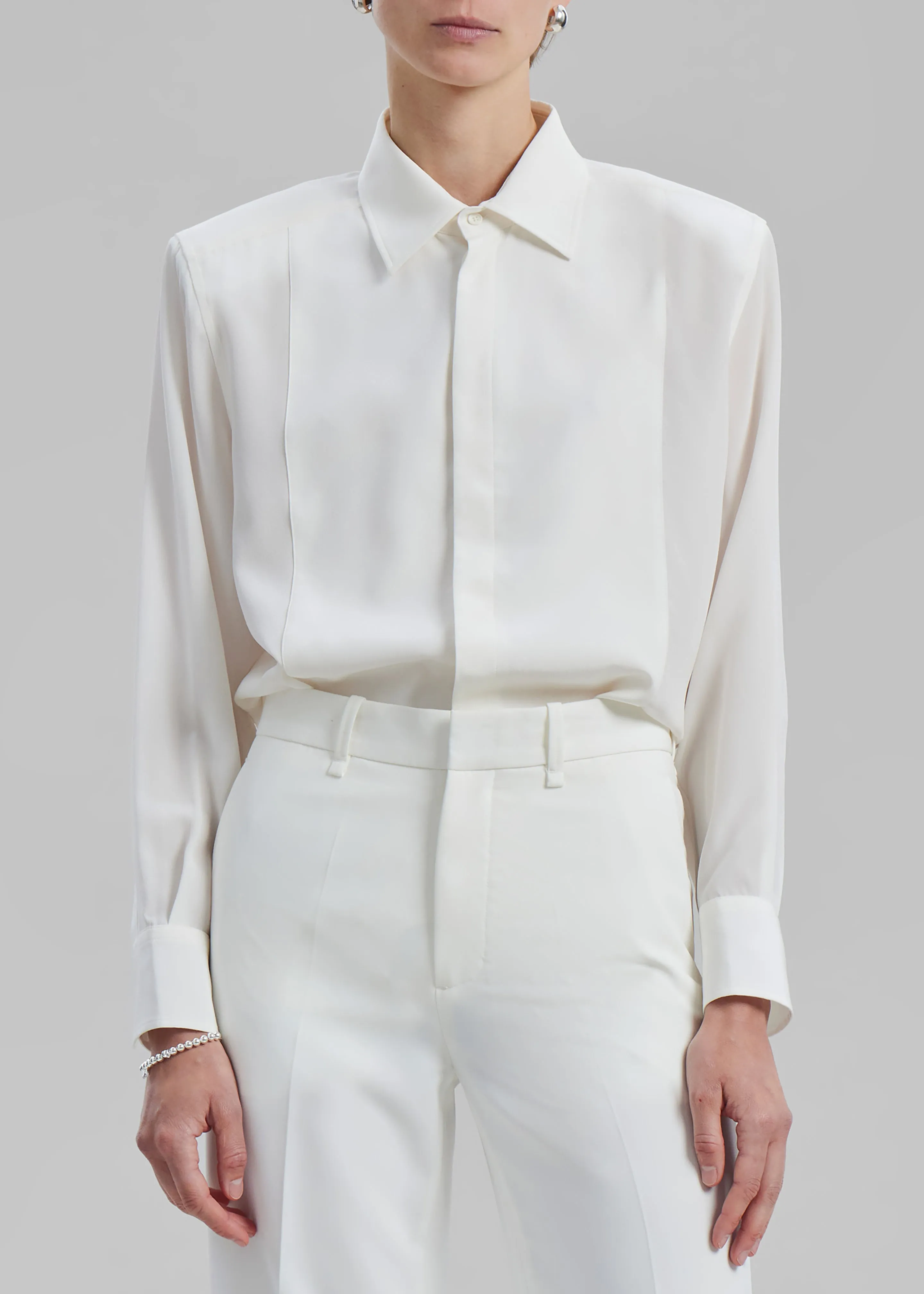 Sophie Silky Padded Shirt - White sold by Frankie Shop product image thumbnail 5