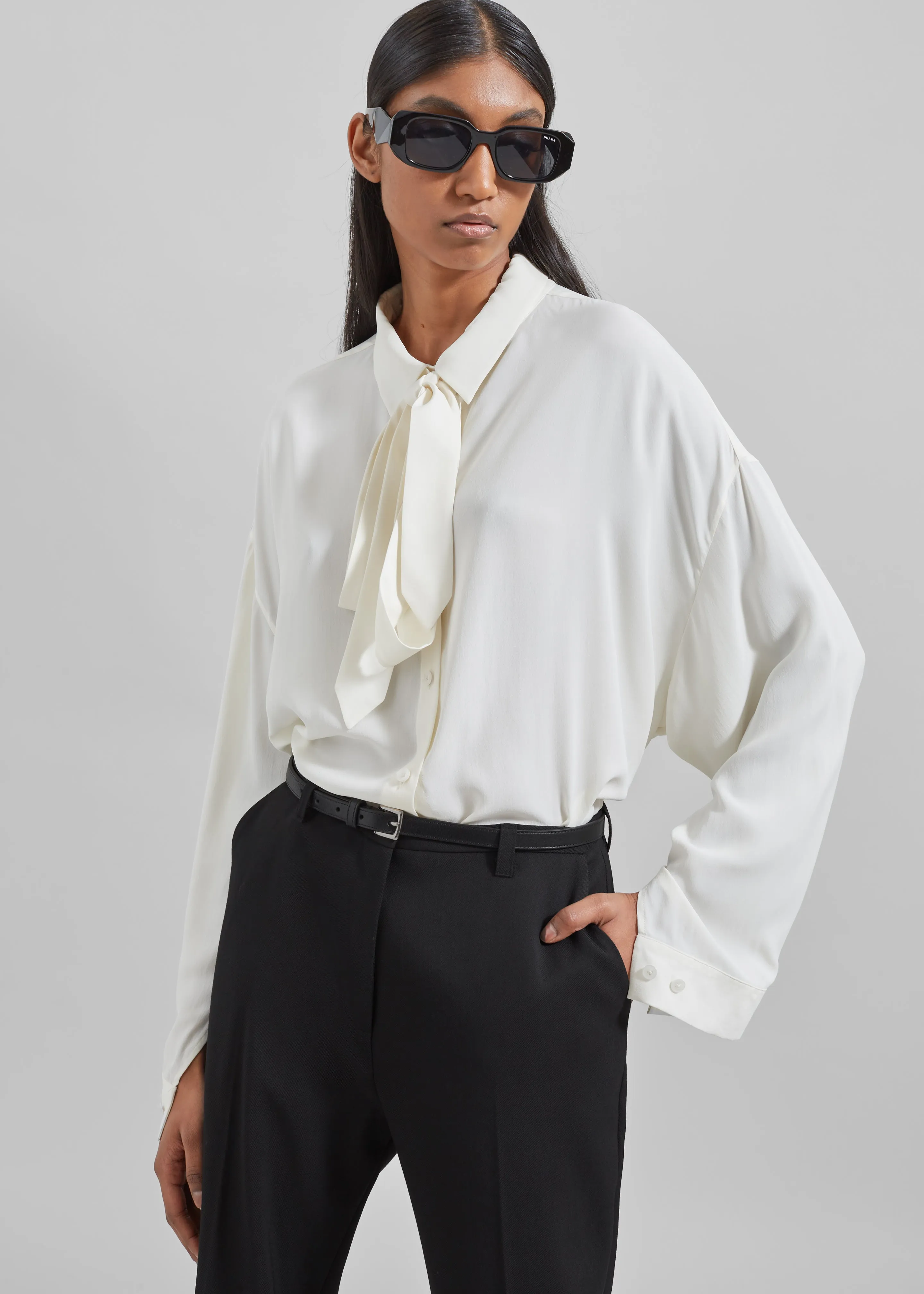 Sophie Silky Padded Shirt - White sold by Frankie Shop