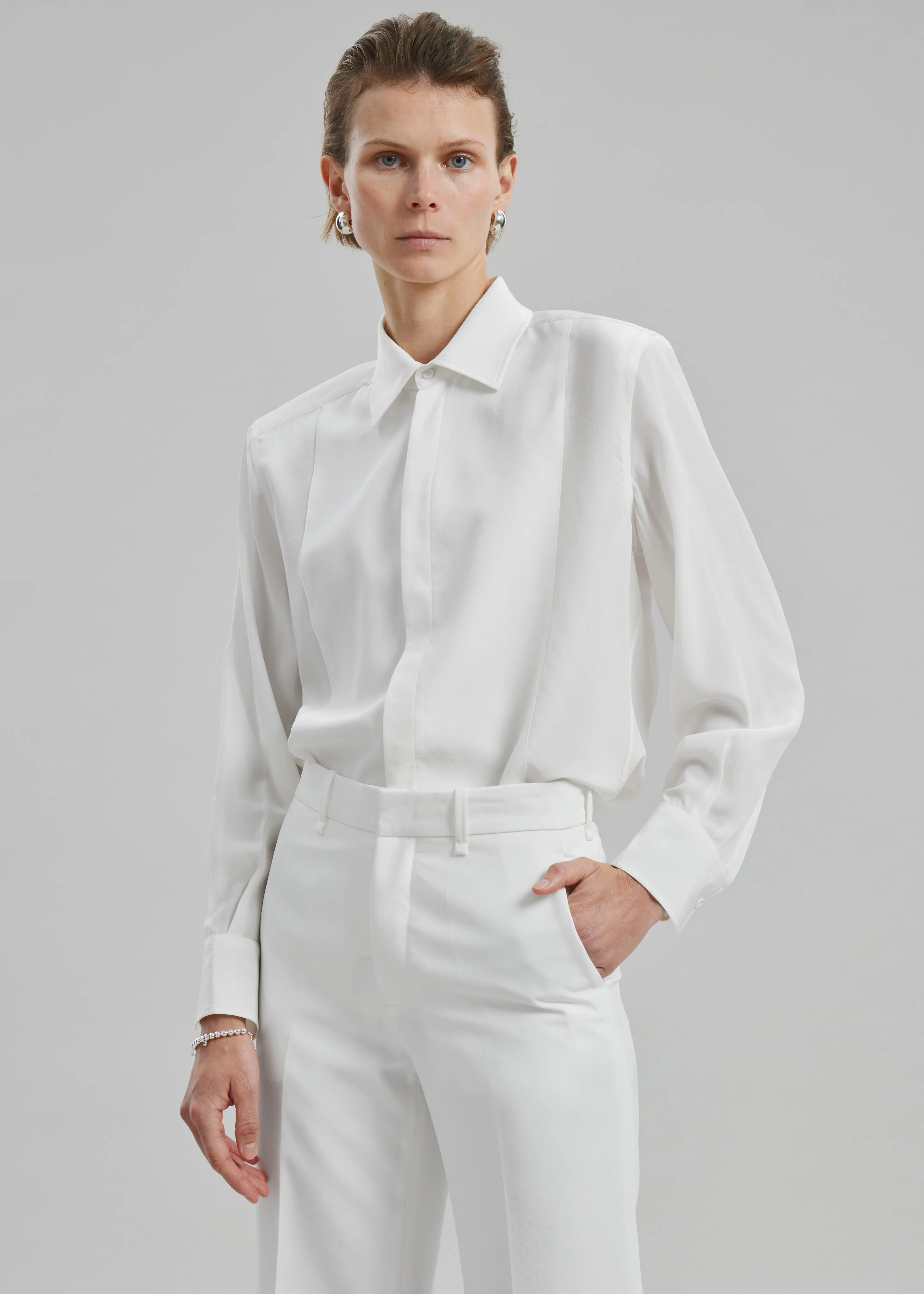 Sophie Silky Padded Shirt - White sold by Frankie Shop product image thumbnail 3