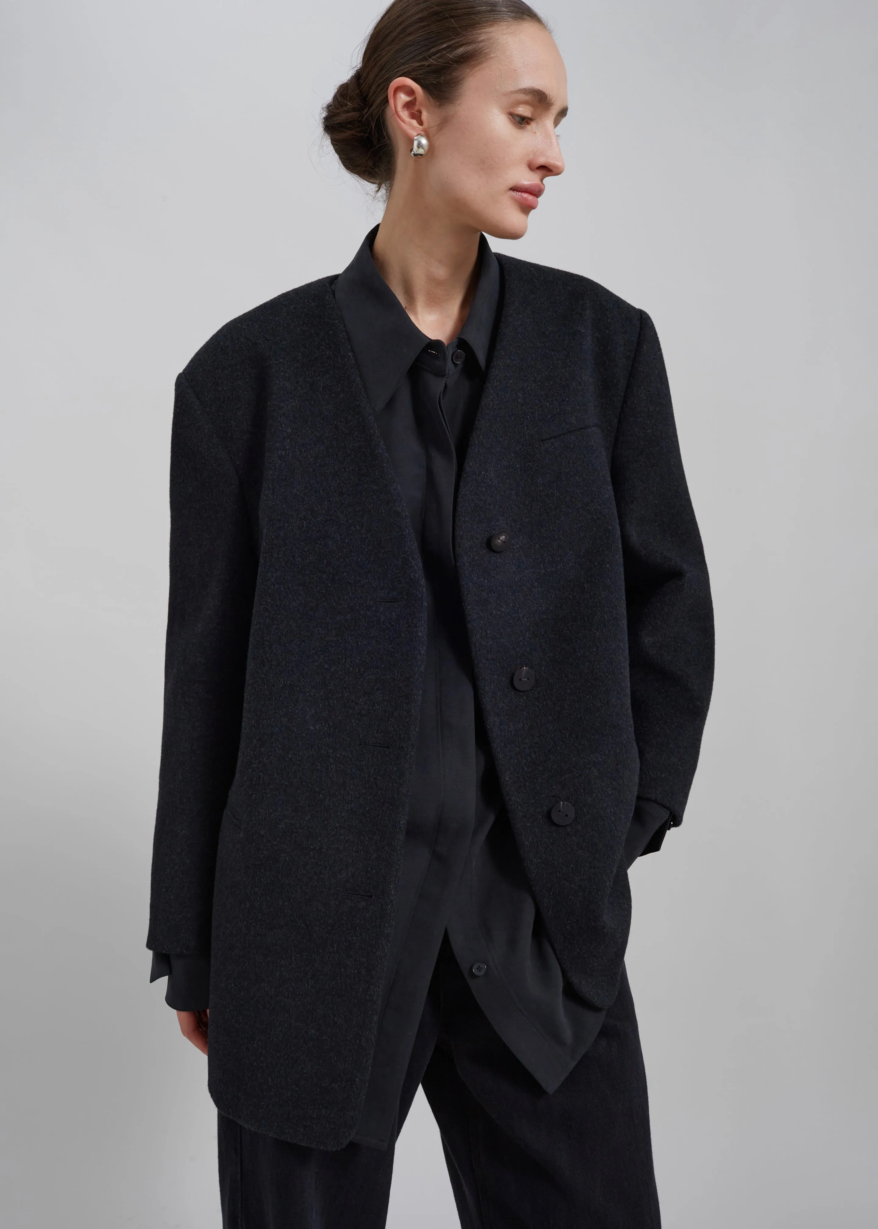 Abina Collarless Blazer - Charcoal sold by Frankie Shop product image thumbnail 4