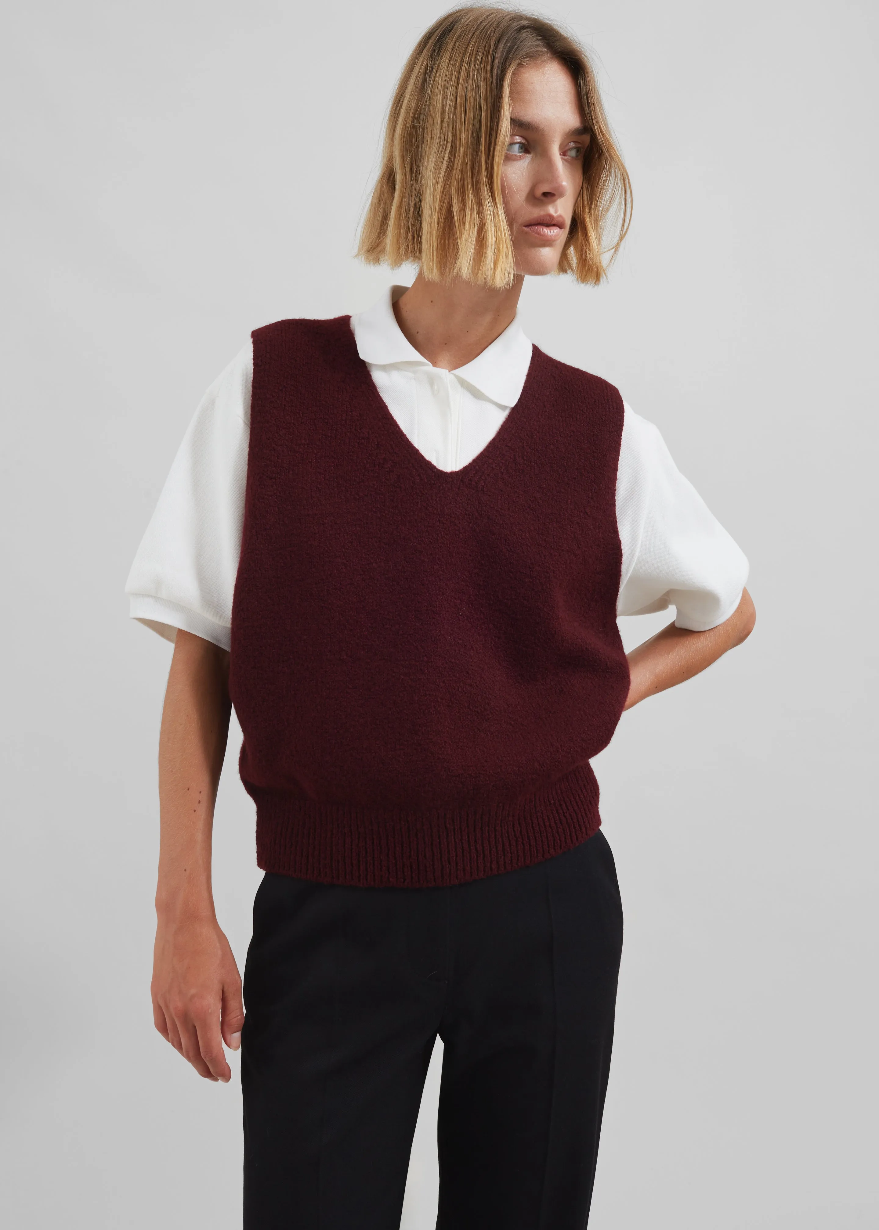 Pavia Knit Vest - Burgundy sold by Frankie Shop