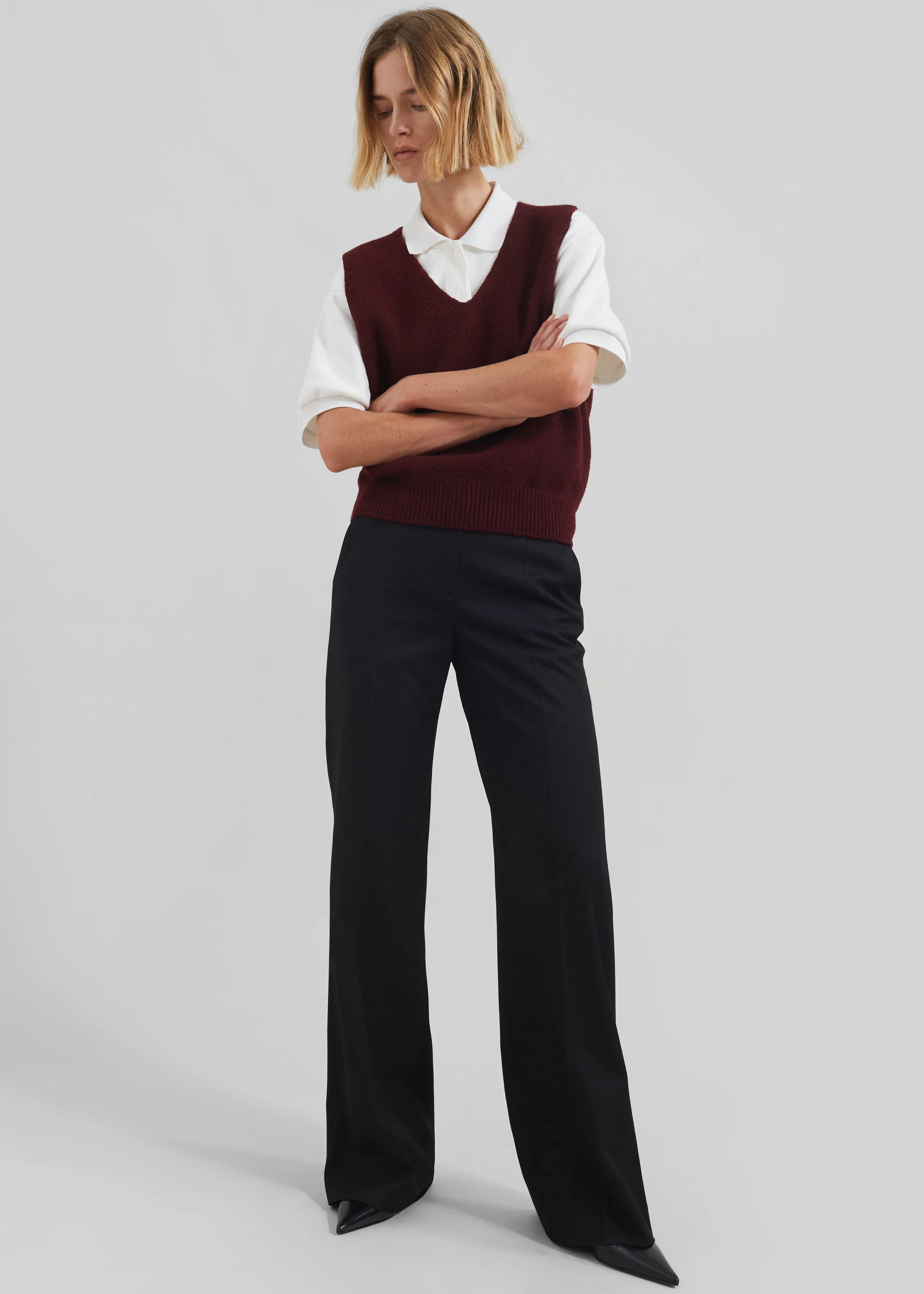 Pavia Knit Vest - Burgundy sold by Frankie Shop product image thumbnail 3