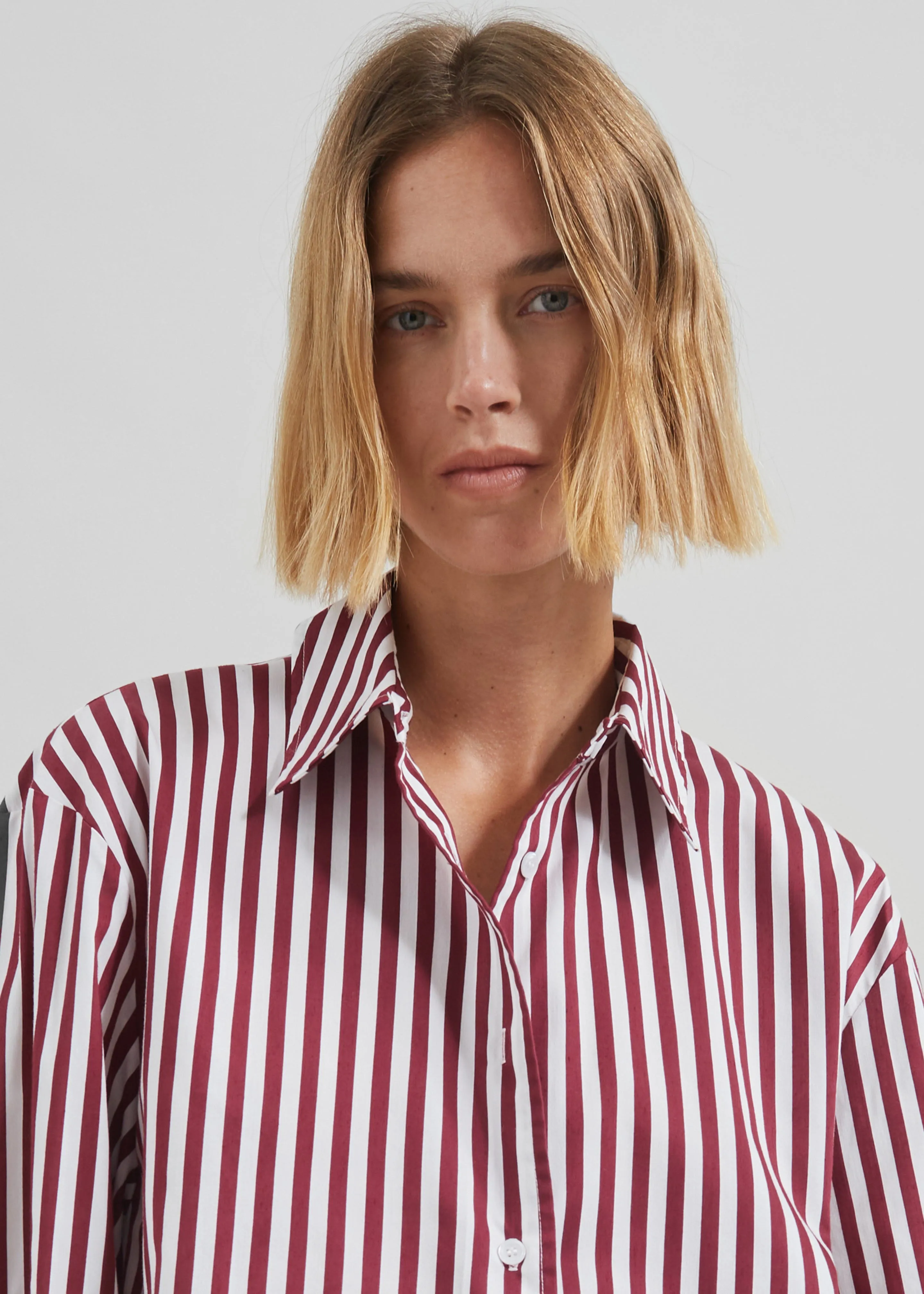 Peri Striped Poplin Shirt - Burgundy/White sold by Frankie Shop product image thumbnail 4
