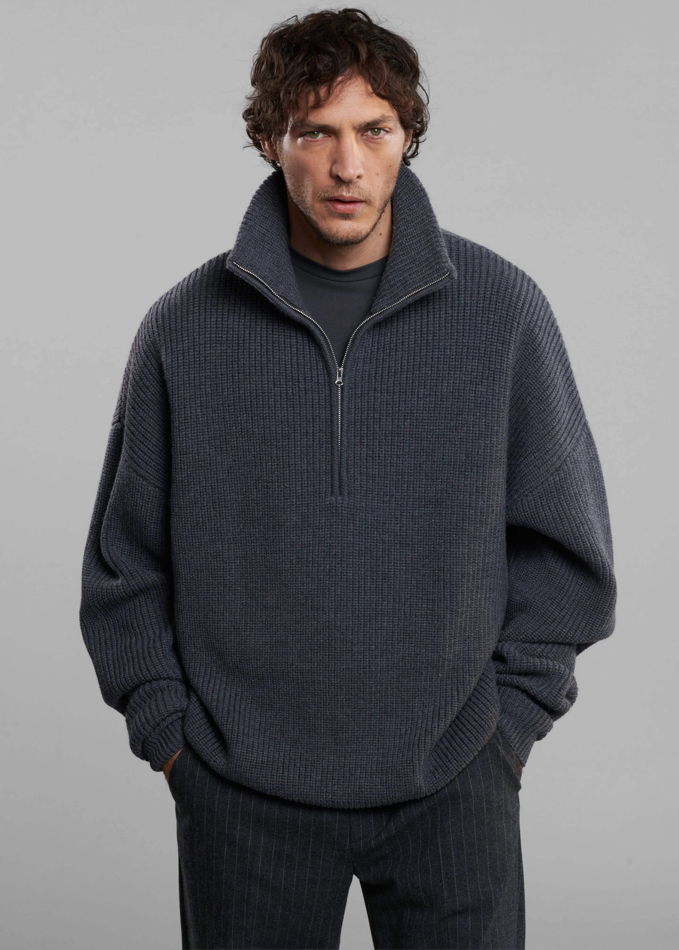 Harrison Quarter Zip Jumper - Grey Melange sold by Frankie Shop product image thumbnail 4