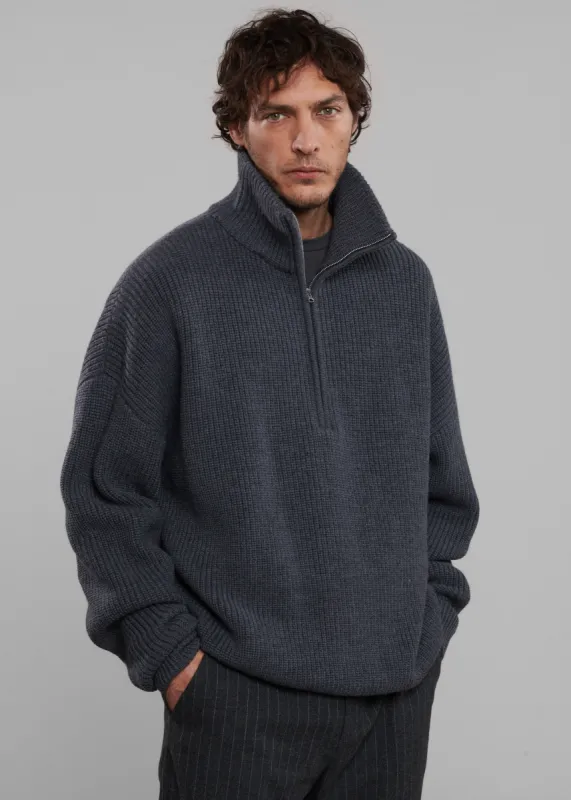 Harrison Quarter Zip Jumper - Grey Melange sold by Frankie Shop