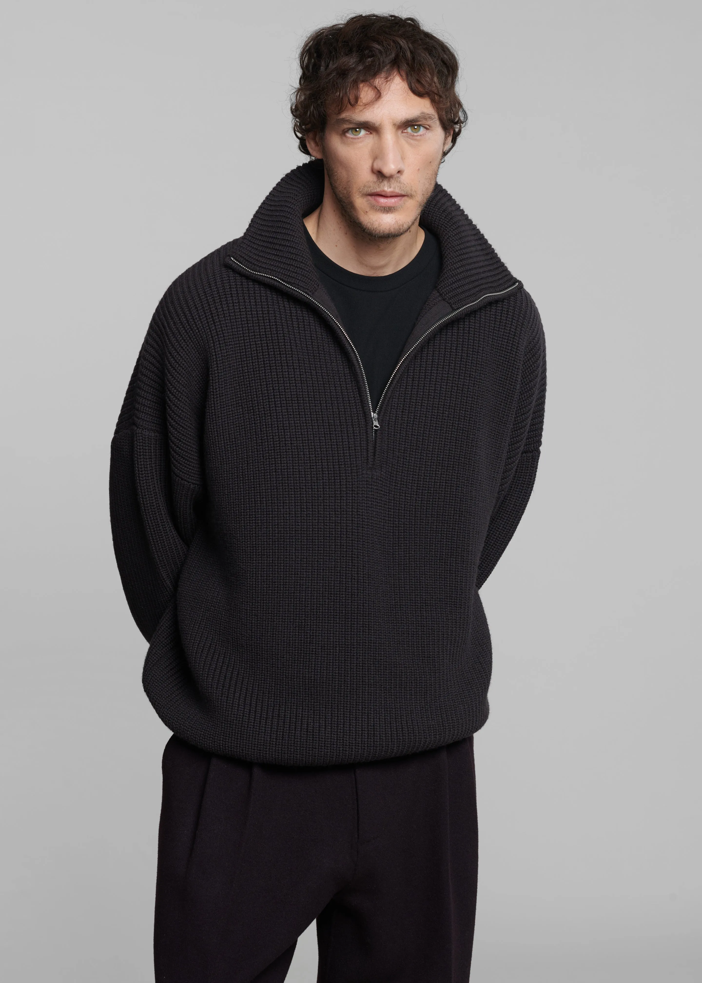 Harrison Quarter Zip Jumper - Dark Plum sold by Frankie Shop