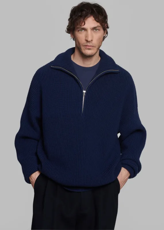 Harrison Quarter Zip Jumper - Navy made by Frankie Shop
