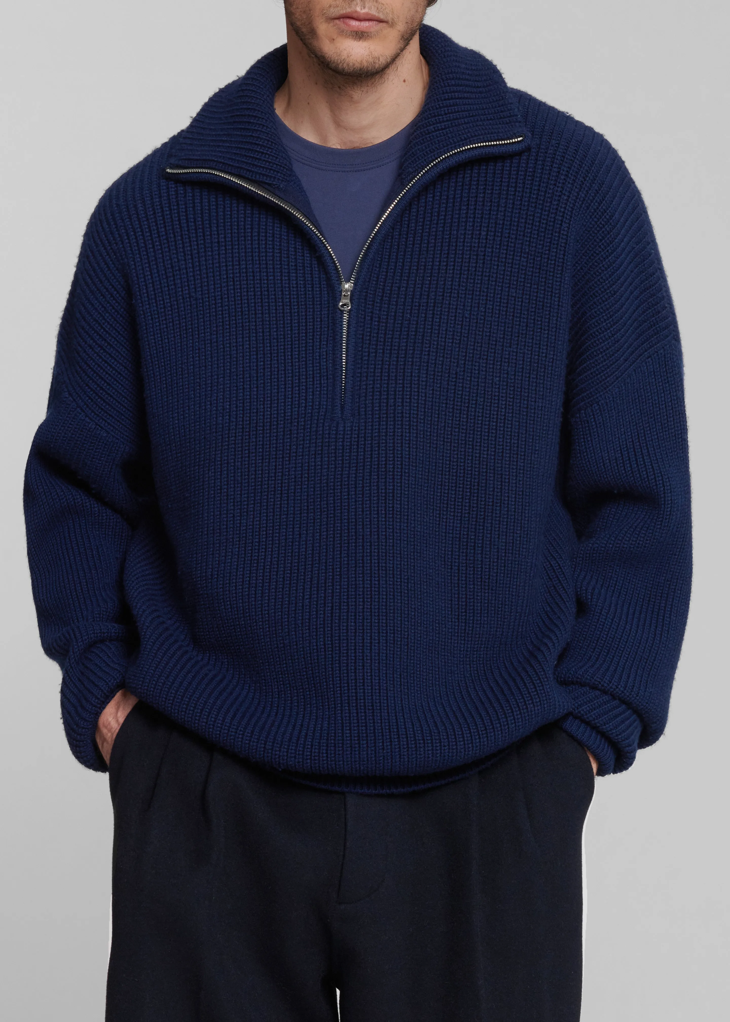 Harrison Quarter Zip Jumper - Navy sold by Frankie Shop product image thumbnail 2