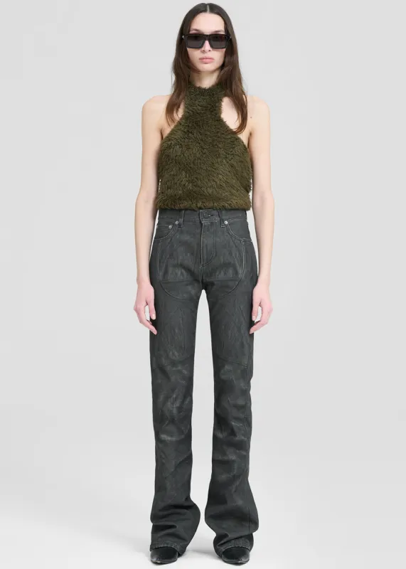 Haikure Flora Leather Print Flared Jeans - Black made by Haikure