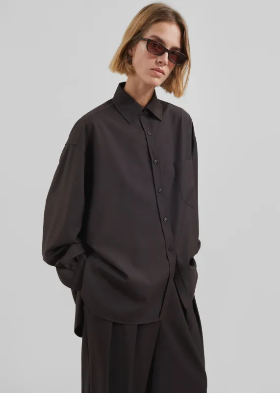 Georgia Wool Blend Shirt - Brown sold by Frankie Shop