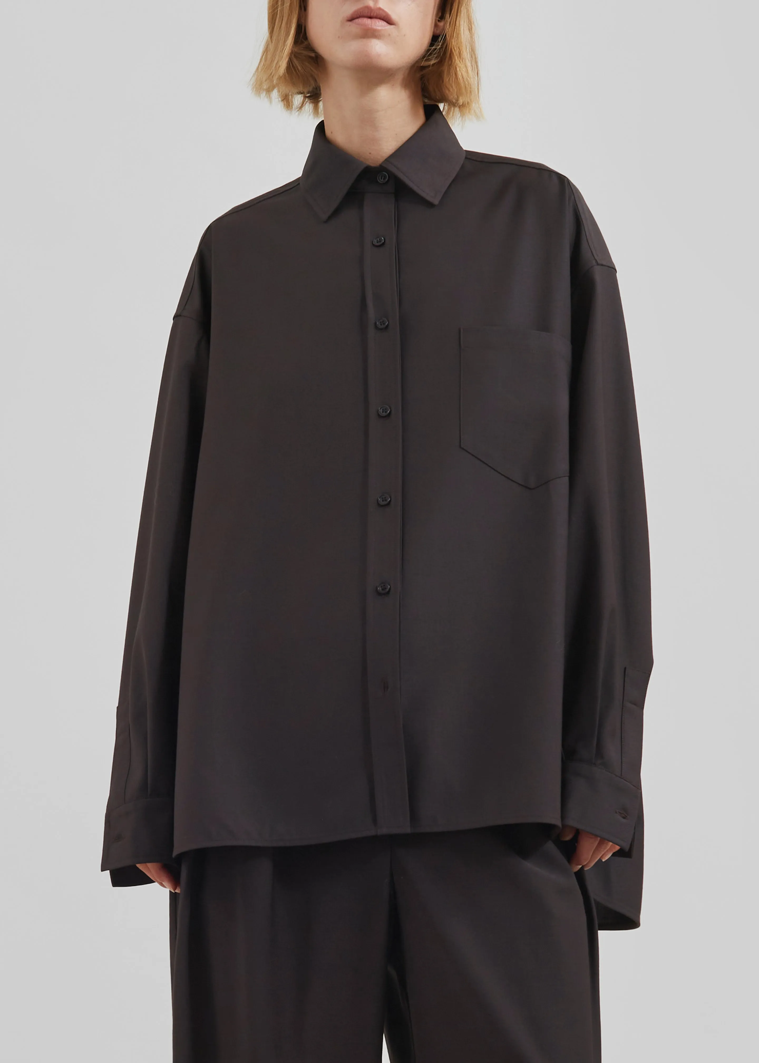 Georgia Wool Blend Shirt - Brown sold by Frankie Shop product image thumbnail 3