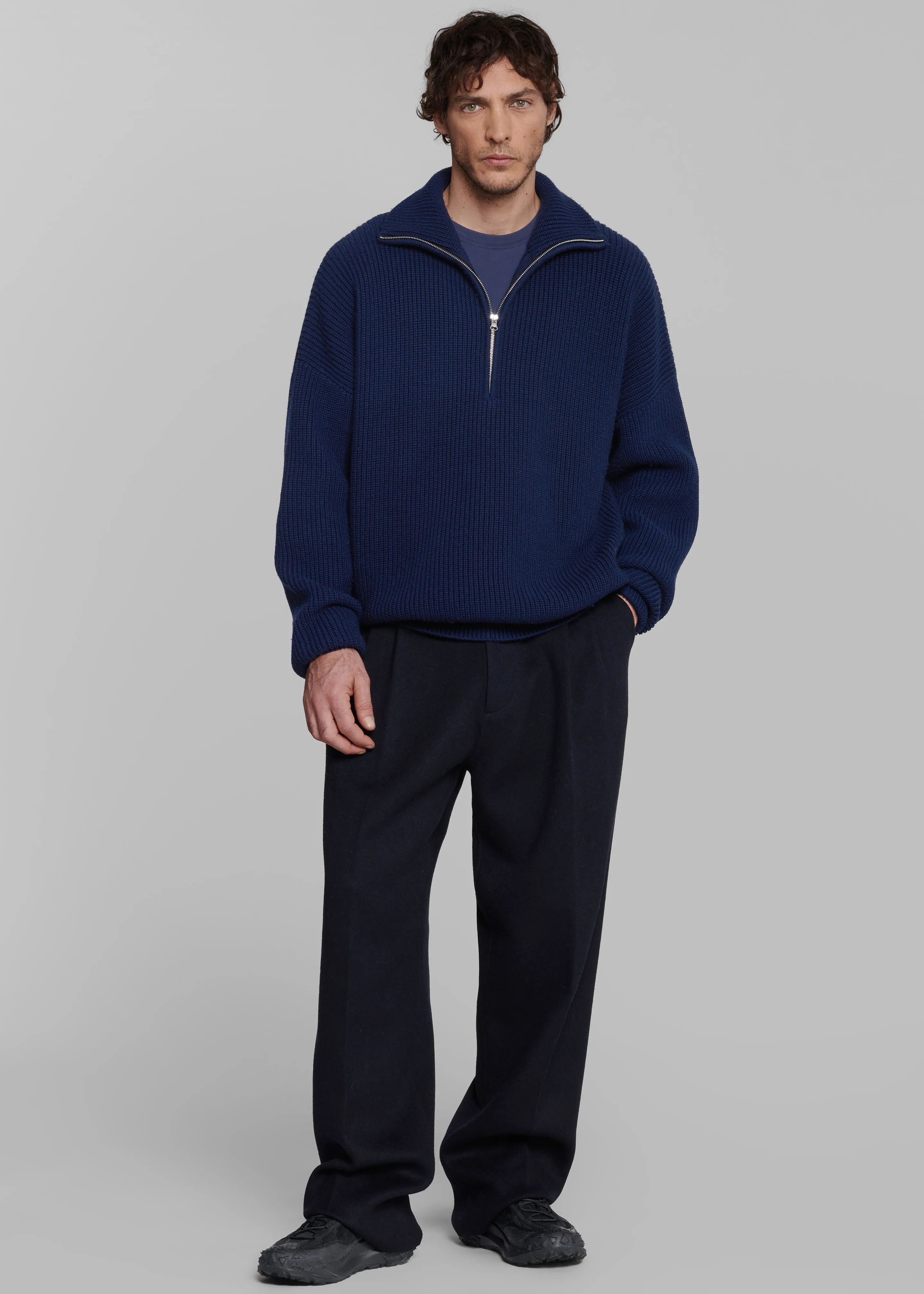 Beo Wool Suit Pants - Navy sold by Frankie Shop