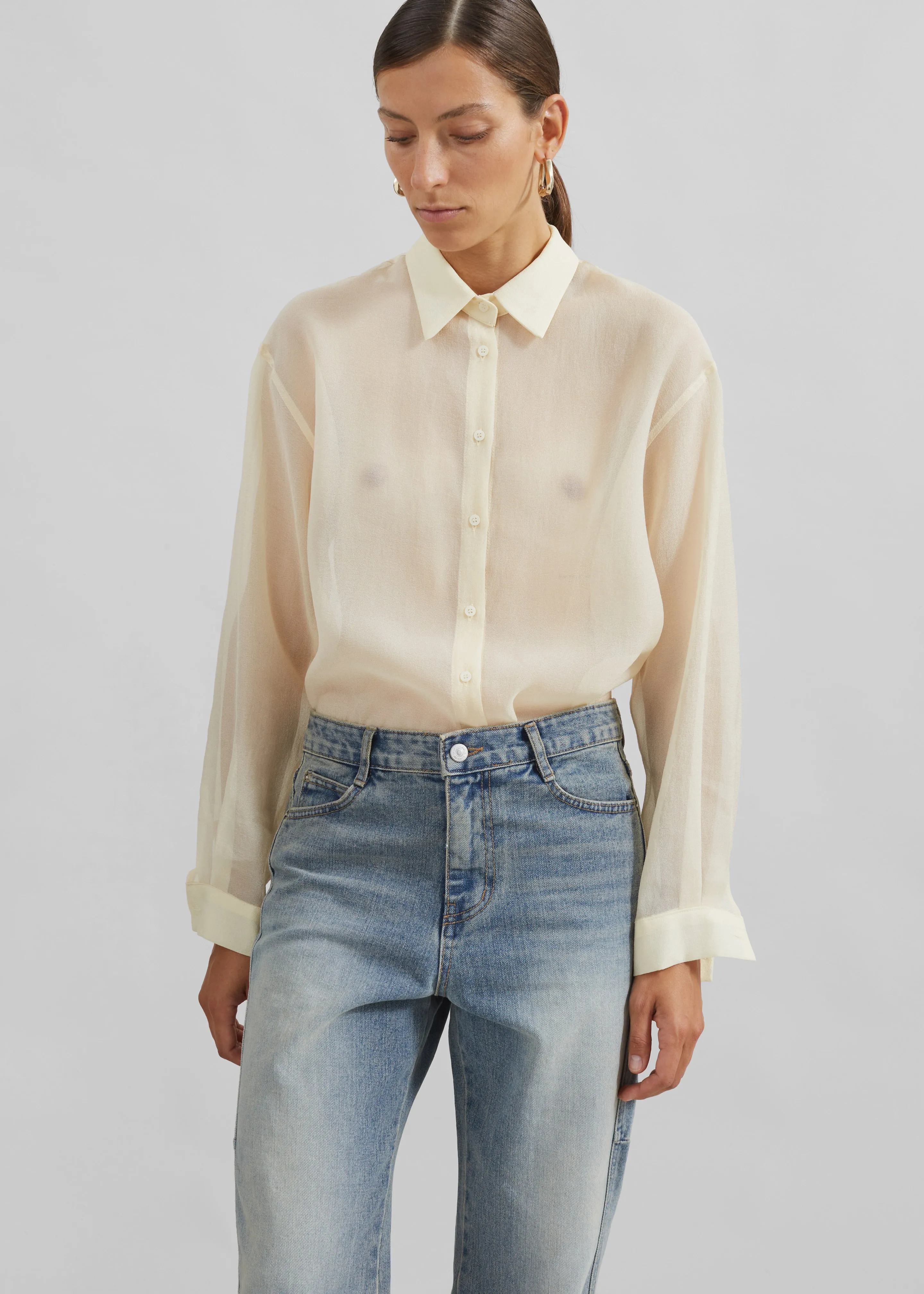 Toledo Sheer Shirt - Beige sold by Frankie Shop