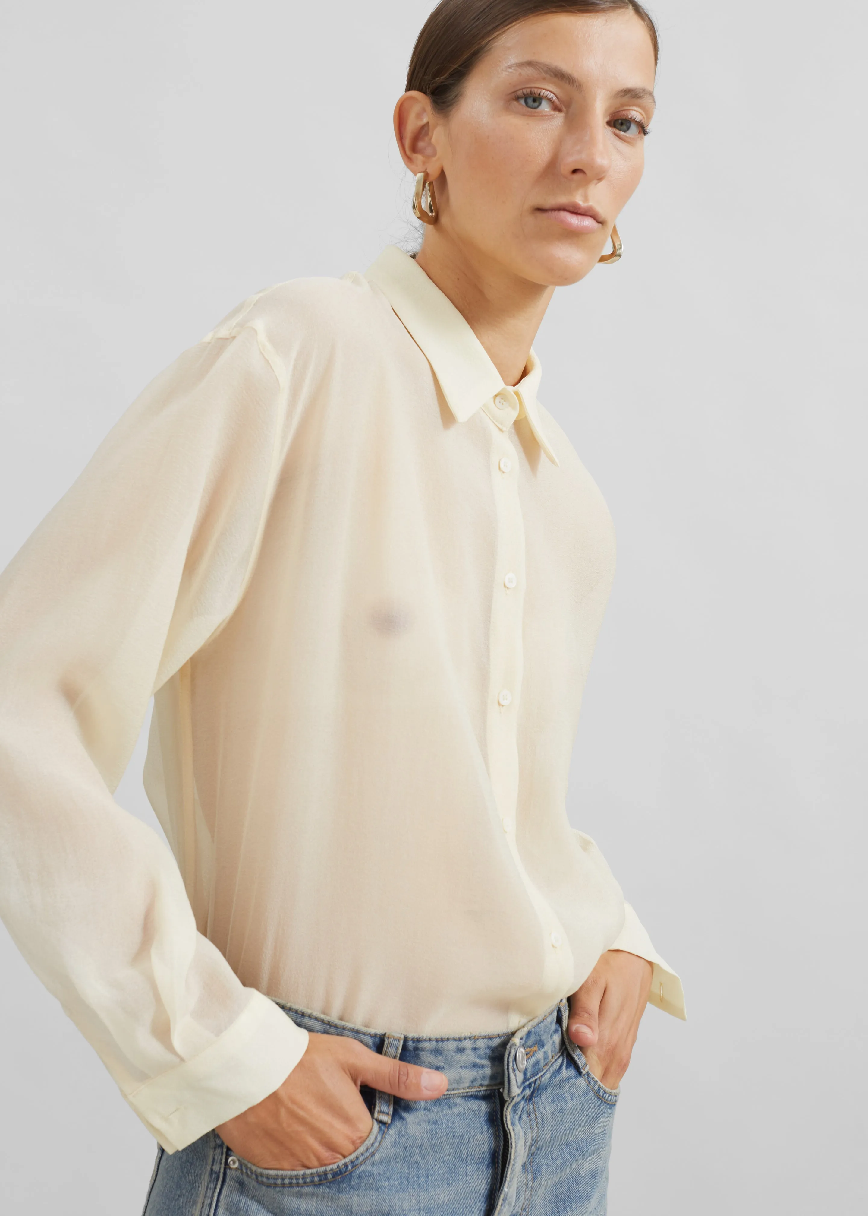 Toledo Sheer Shirt - Beige sold by Frankie Shop product image thumbnail 2