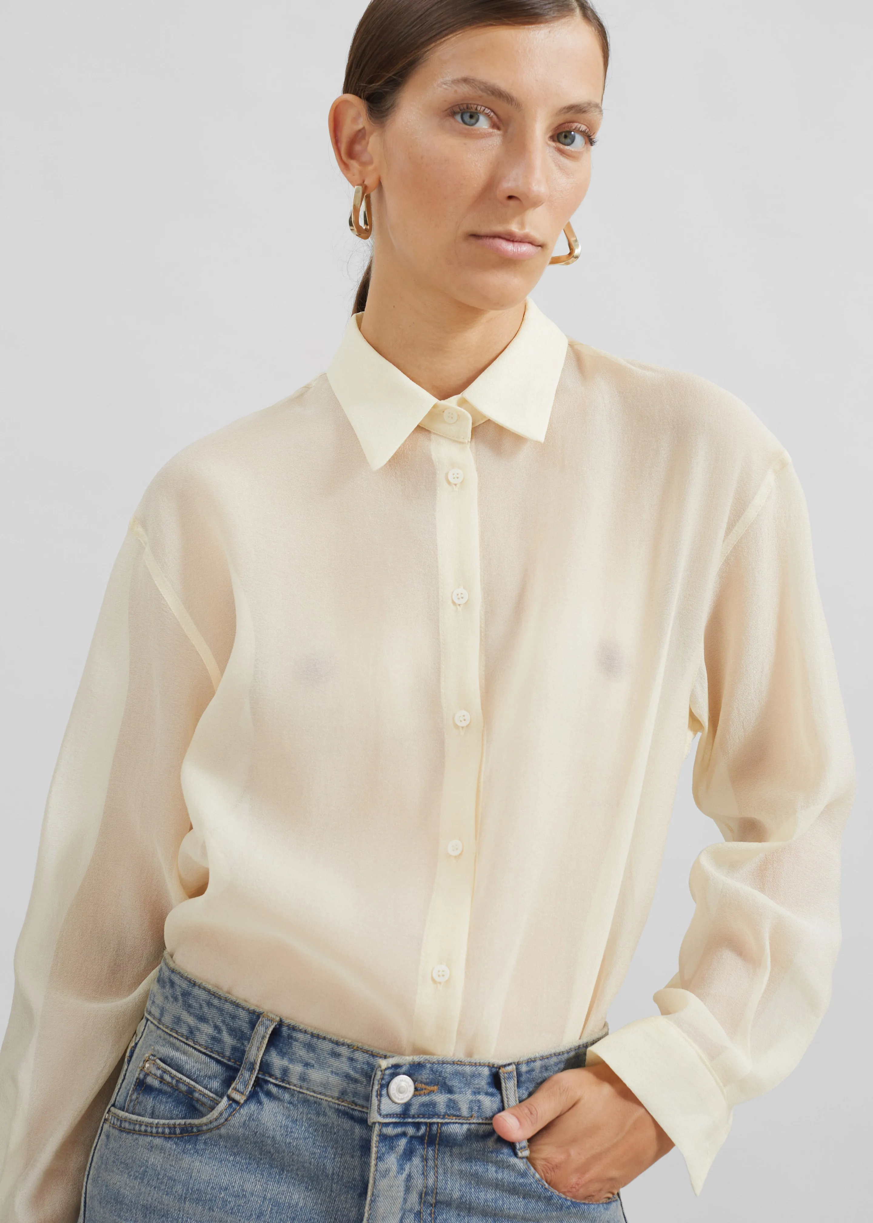 Toledo Sheer Shirt - Beige sold by Frankie Shop product image thumbnail 4