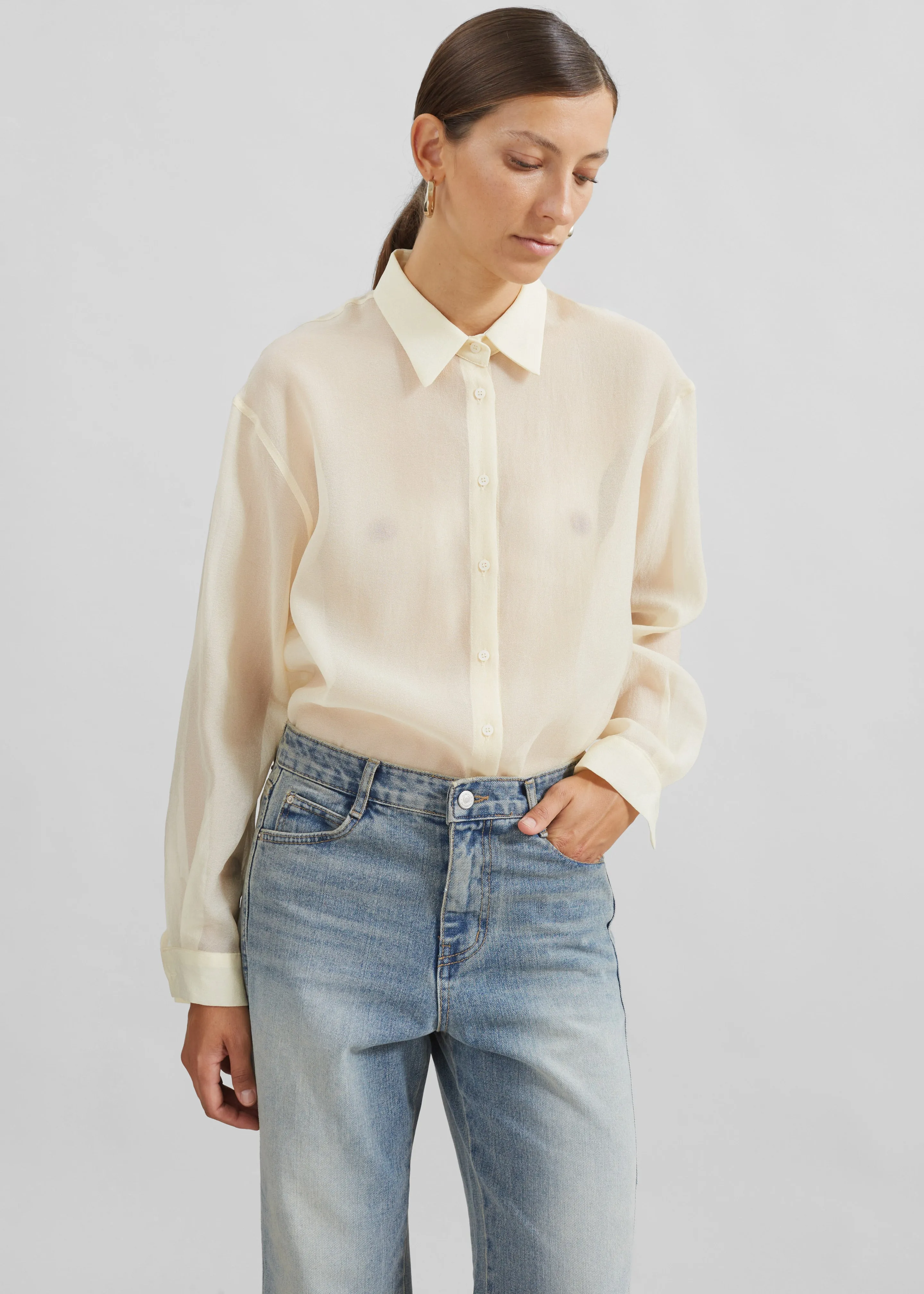 Toledo Sheer Shirt - Beige sold by Frankie Shop product image thumbnail 3
