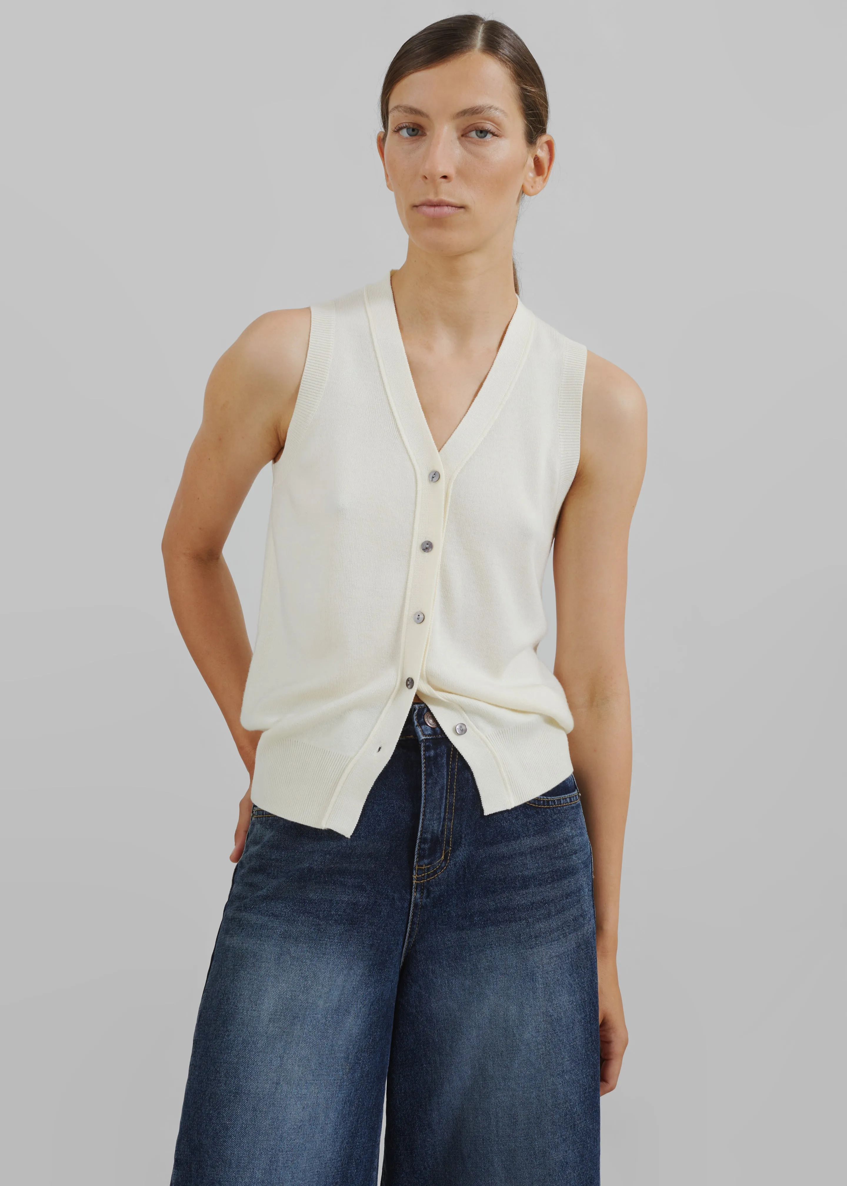 Samah Knit Vest - Ivory sold by Frankie Shop