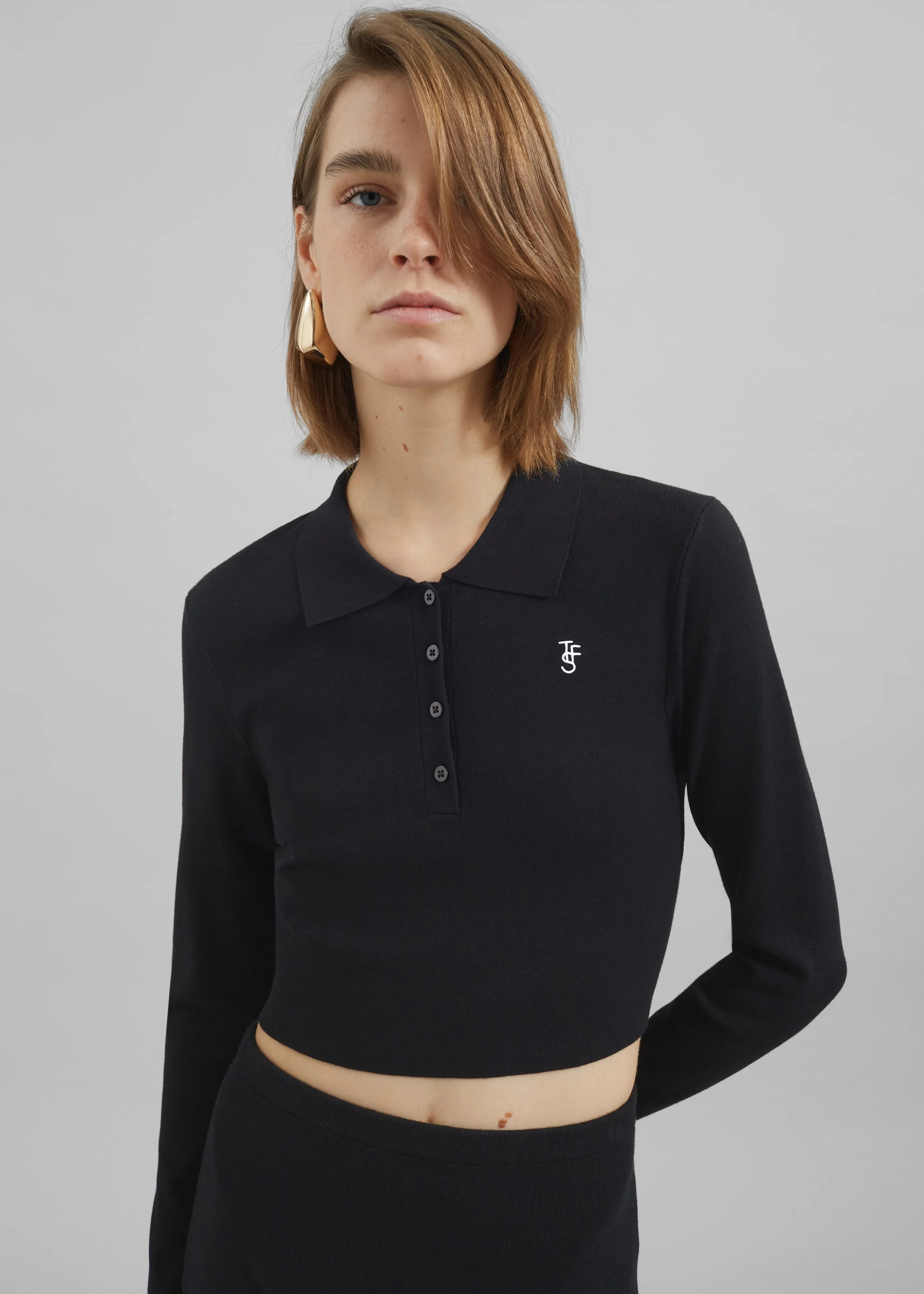 Giselle Cropped Knit Polo - Black sold by Frankie Shop product image thumbnail 2