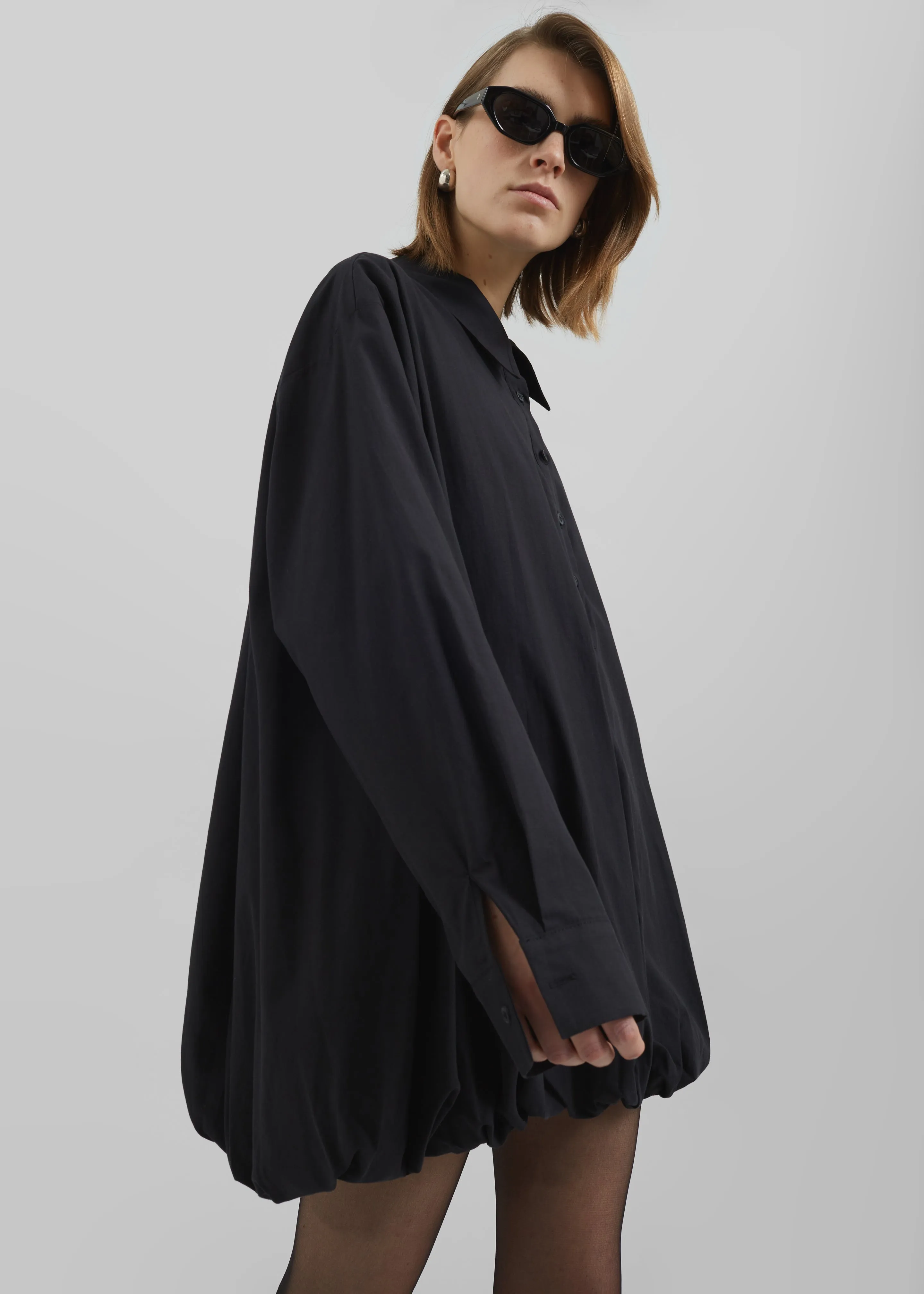 Venida Bubble Hem Shirt Dress - Black sold by Frankie Shop product image thumbnail 3